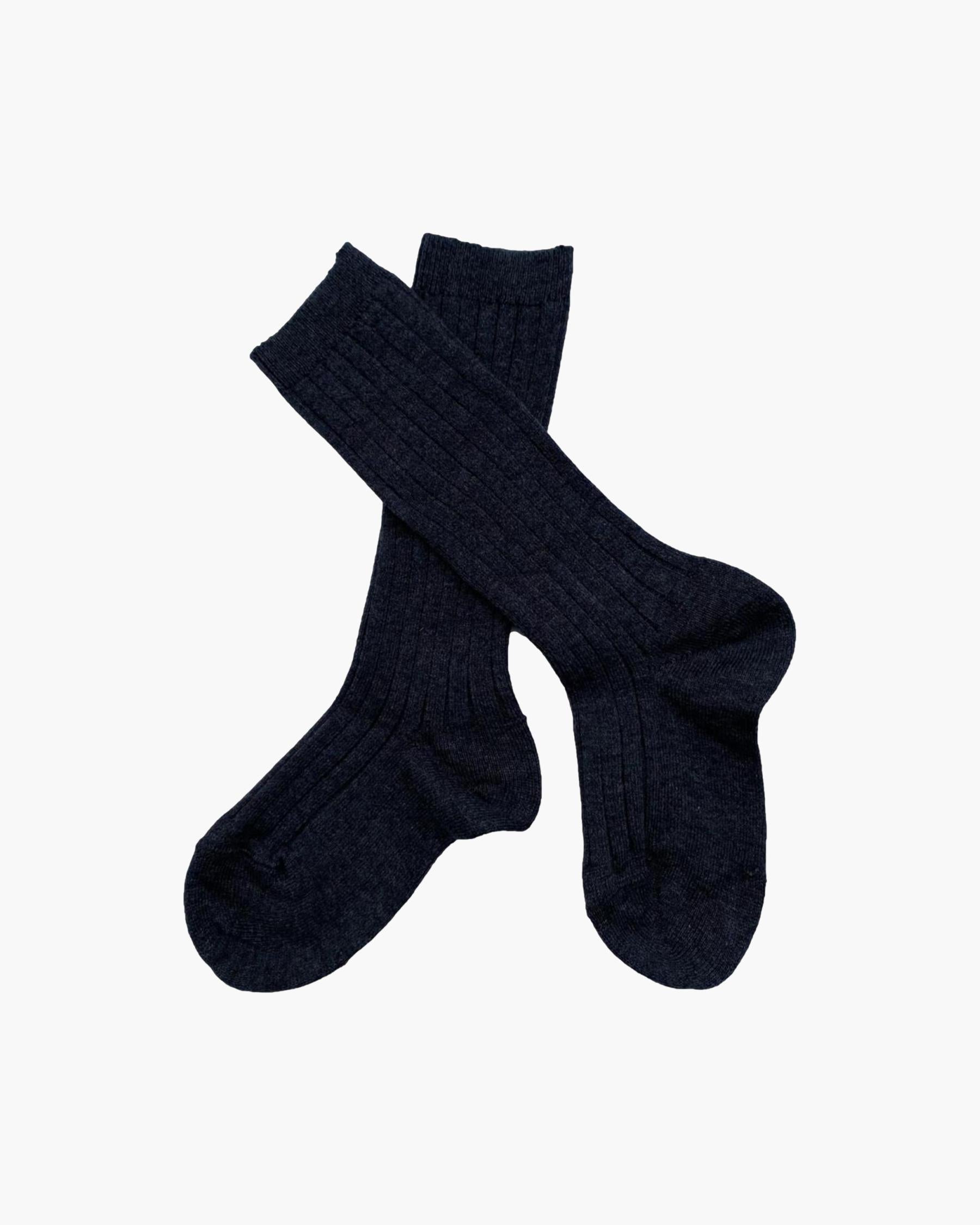 Ribbed High Knee Socks Black