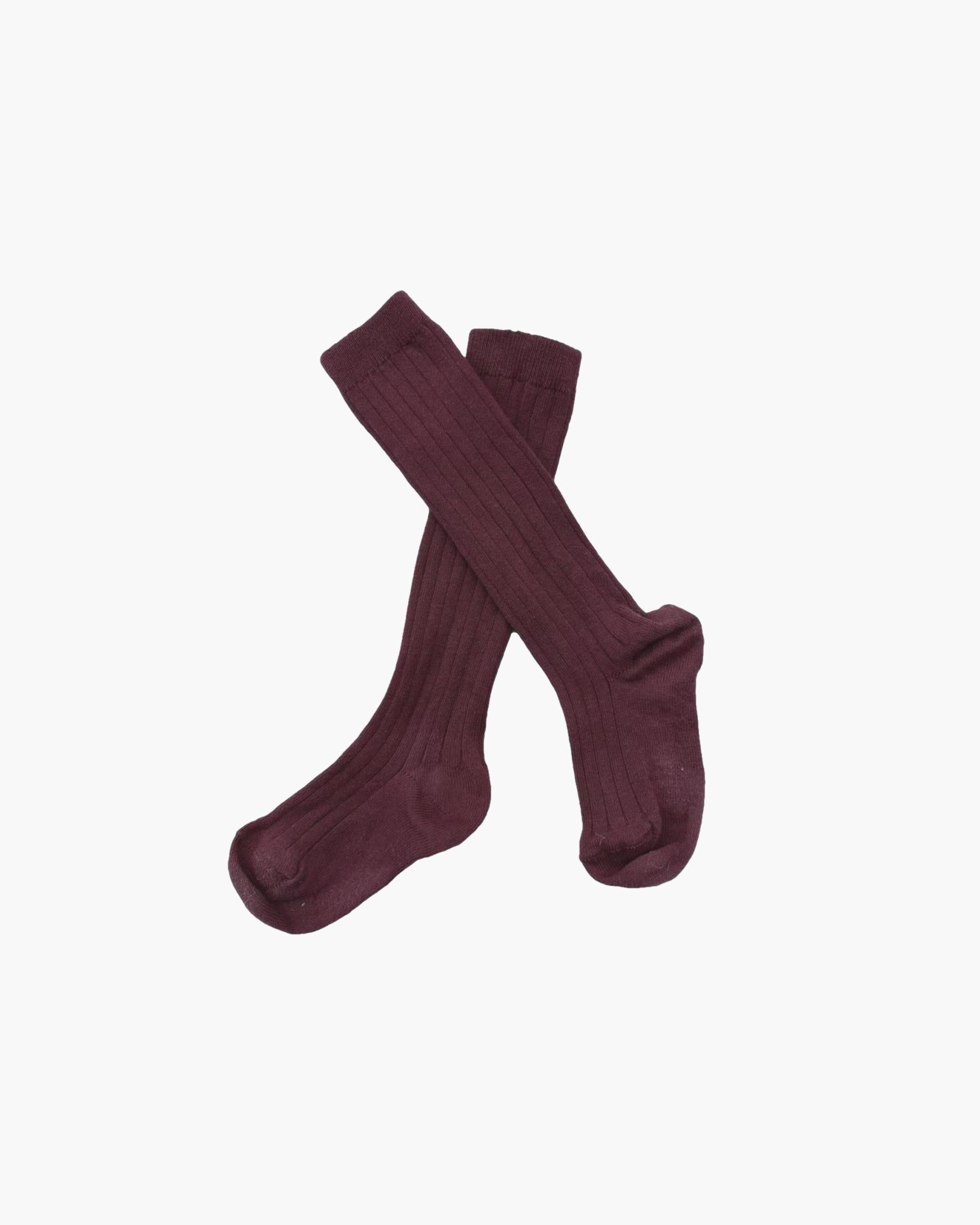 Ribbed High Knee Socks Brown