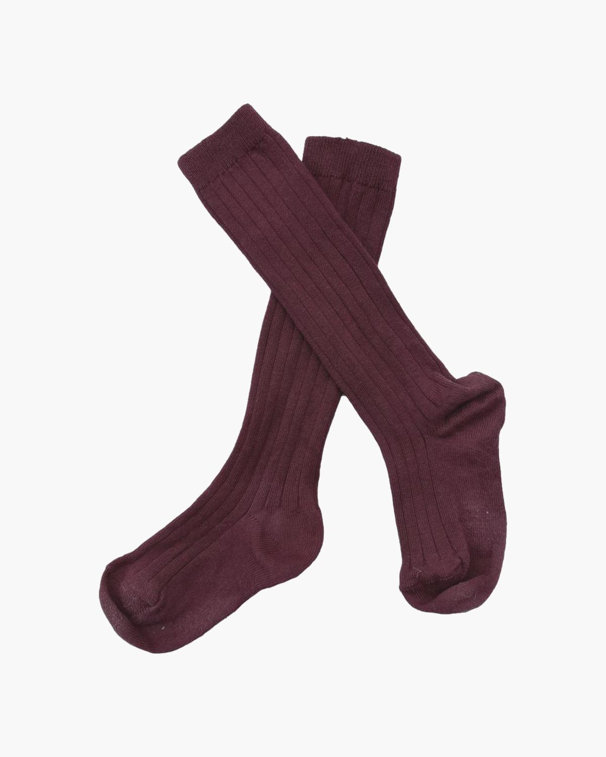 Ribbed High Knee Socks Brown