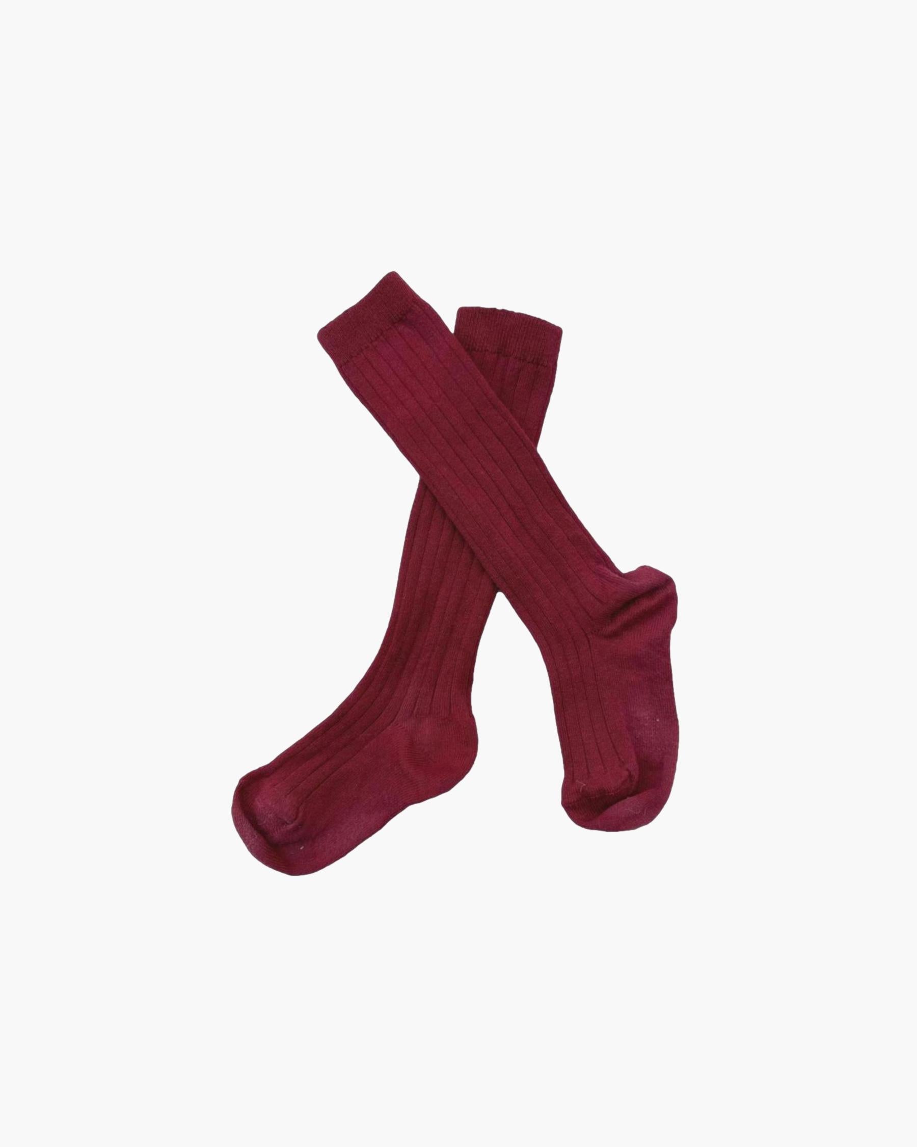 Ribbed High Knee Socks Granate