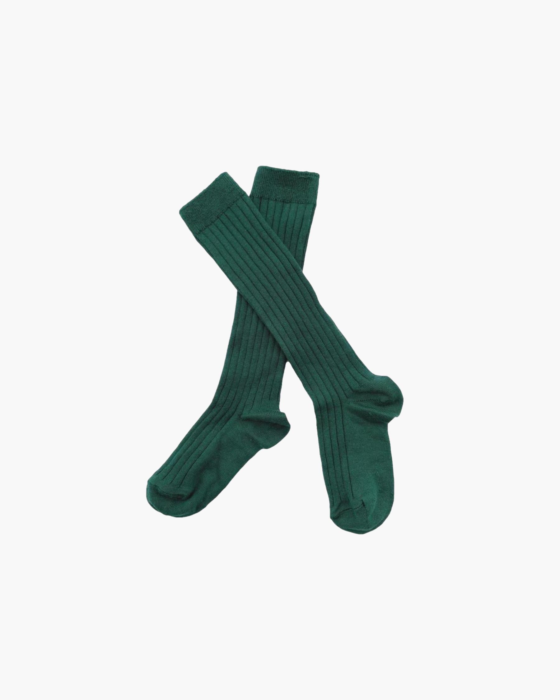 Ribbed High Knee Socks Green