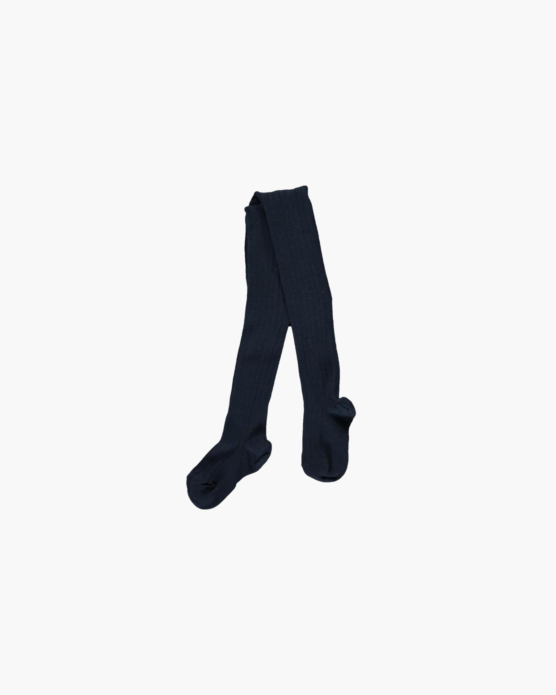 Girls' Navy Ribbed Tights Traditional Elegance Amaia London