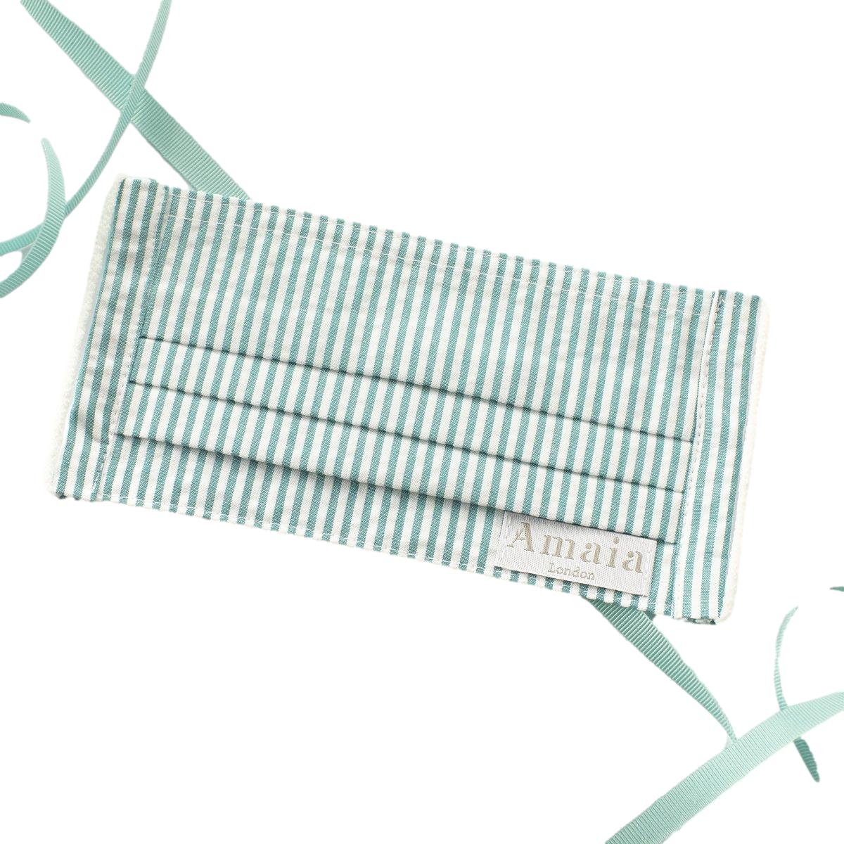 Adult Reusable Cotton Face Mask - Seersucker Aqua