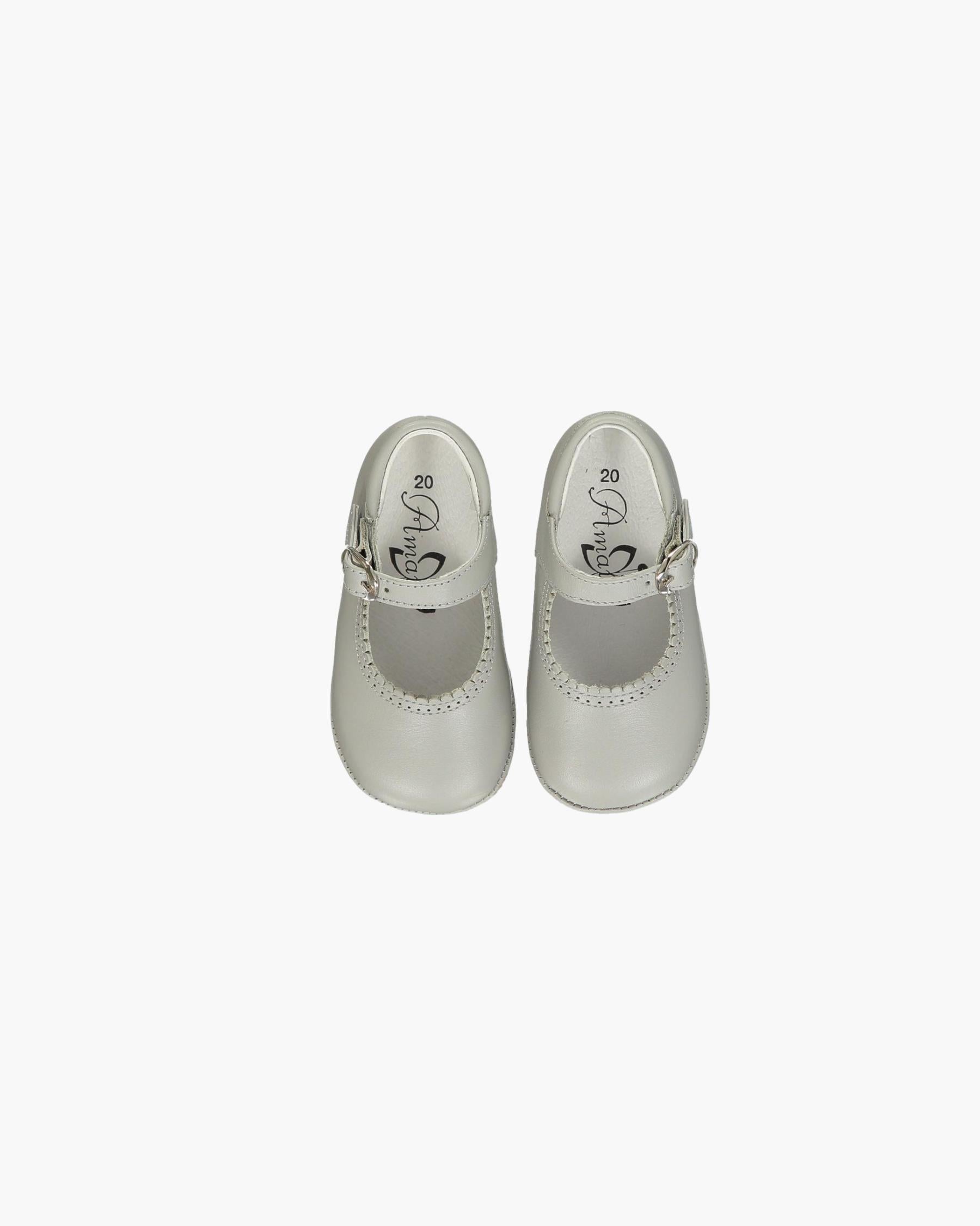 Baby Girl Pram Shoes Pearl Grey