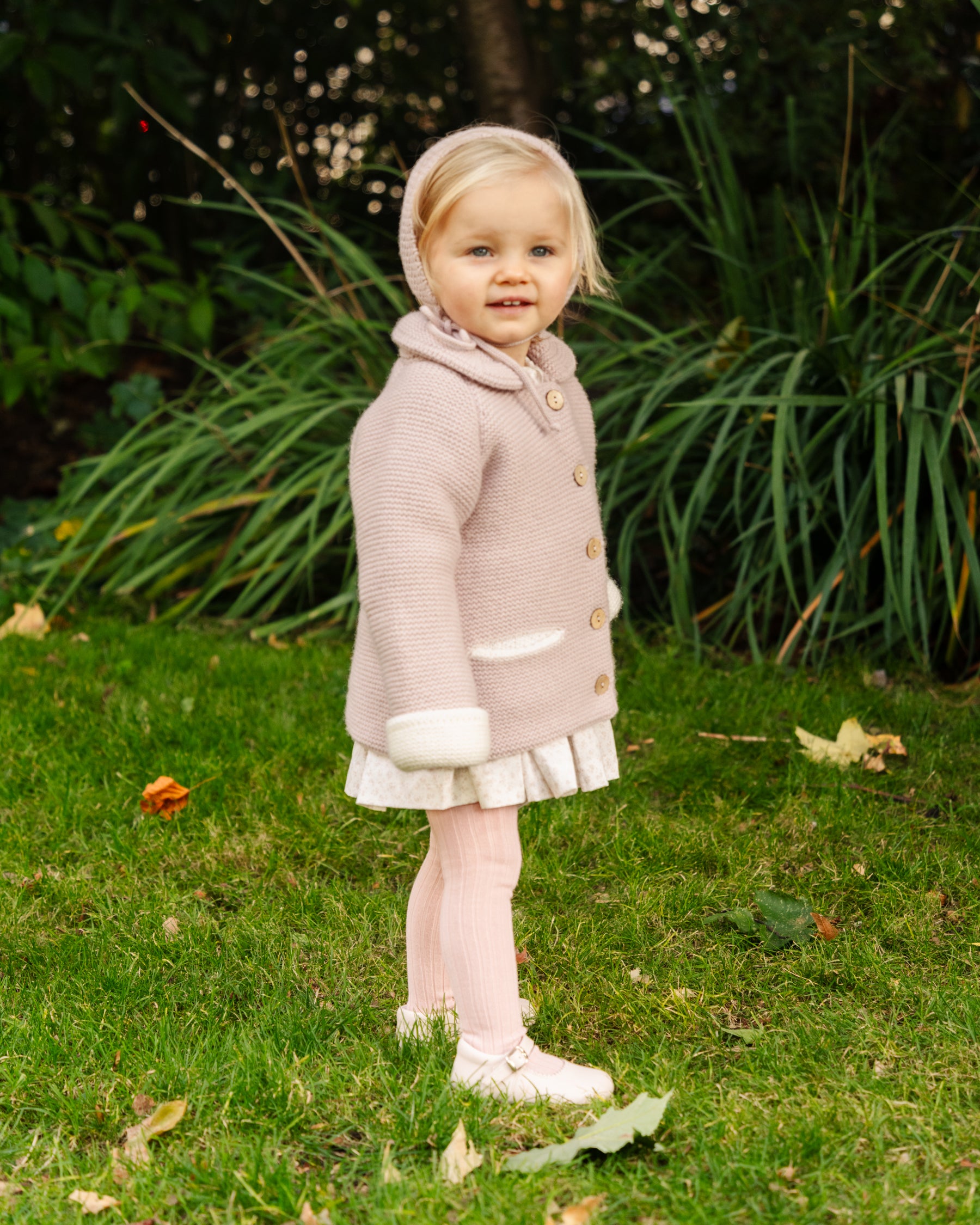 Baby Double Layered Knitted Jacket Pink