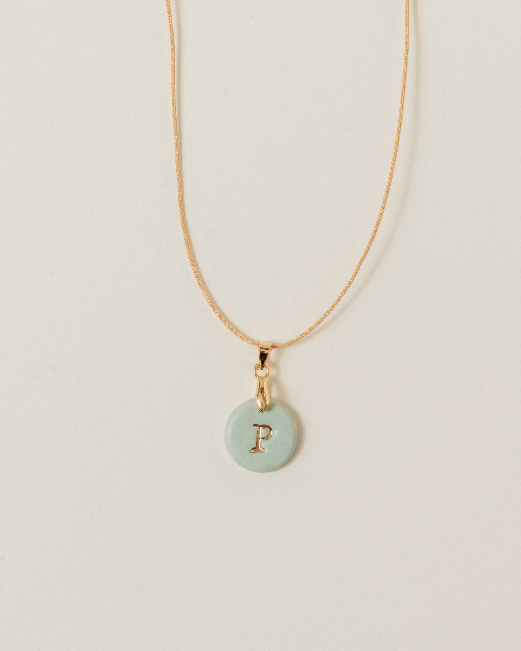 Handcrafted Aqua Medal With Engraved Initial