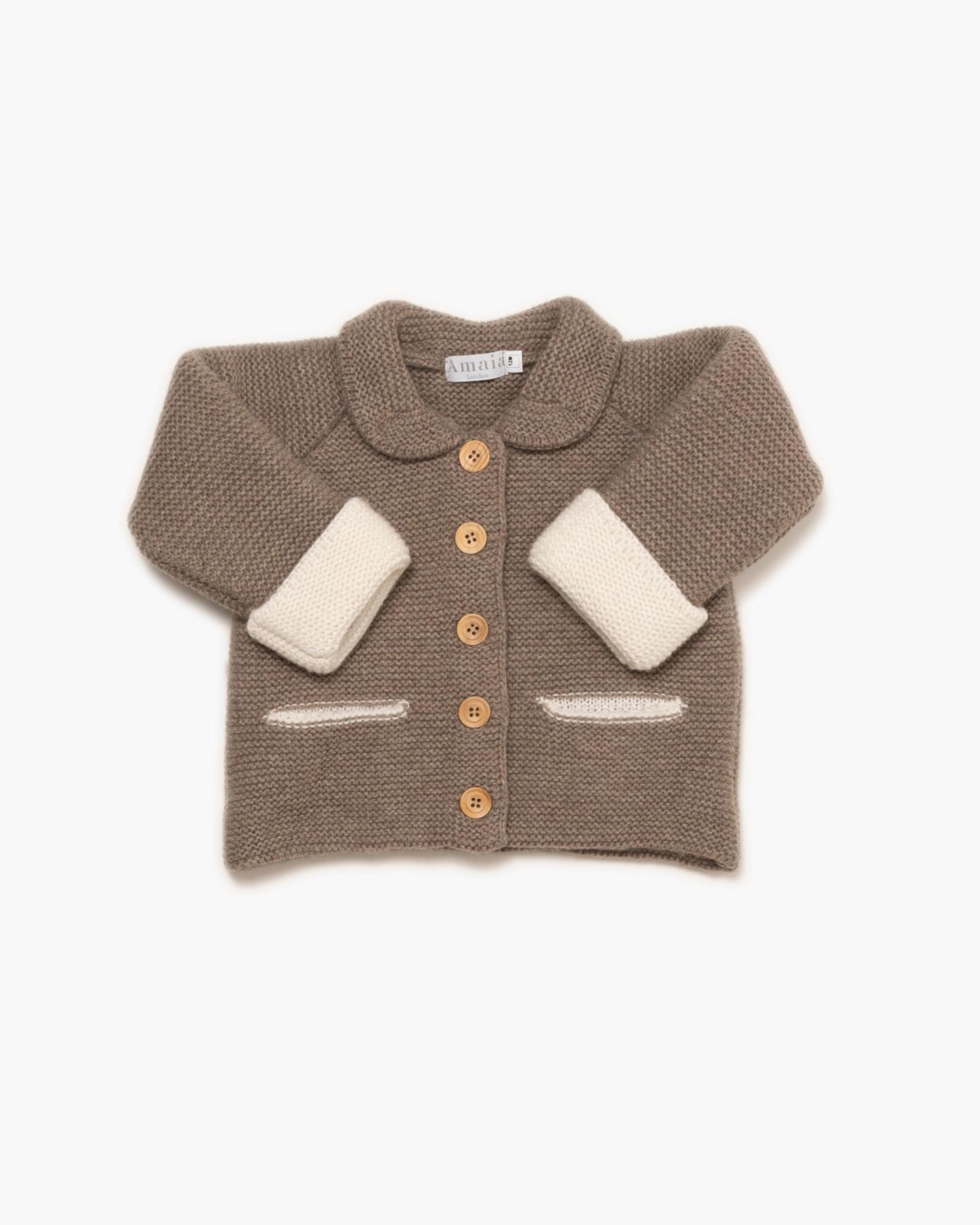 Baby Double Knitted Jacket Taupe