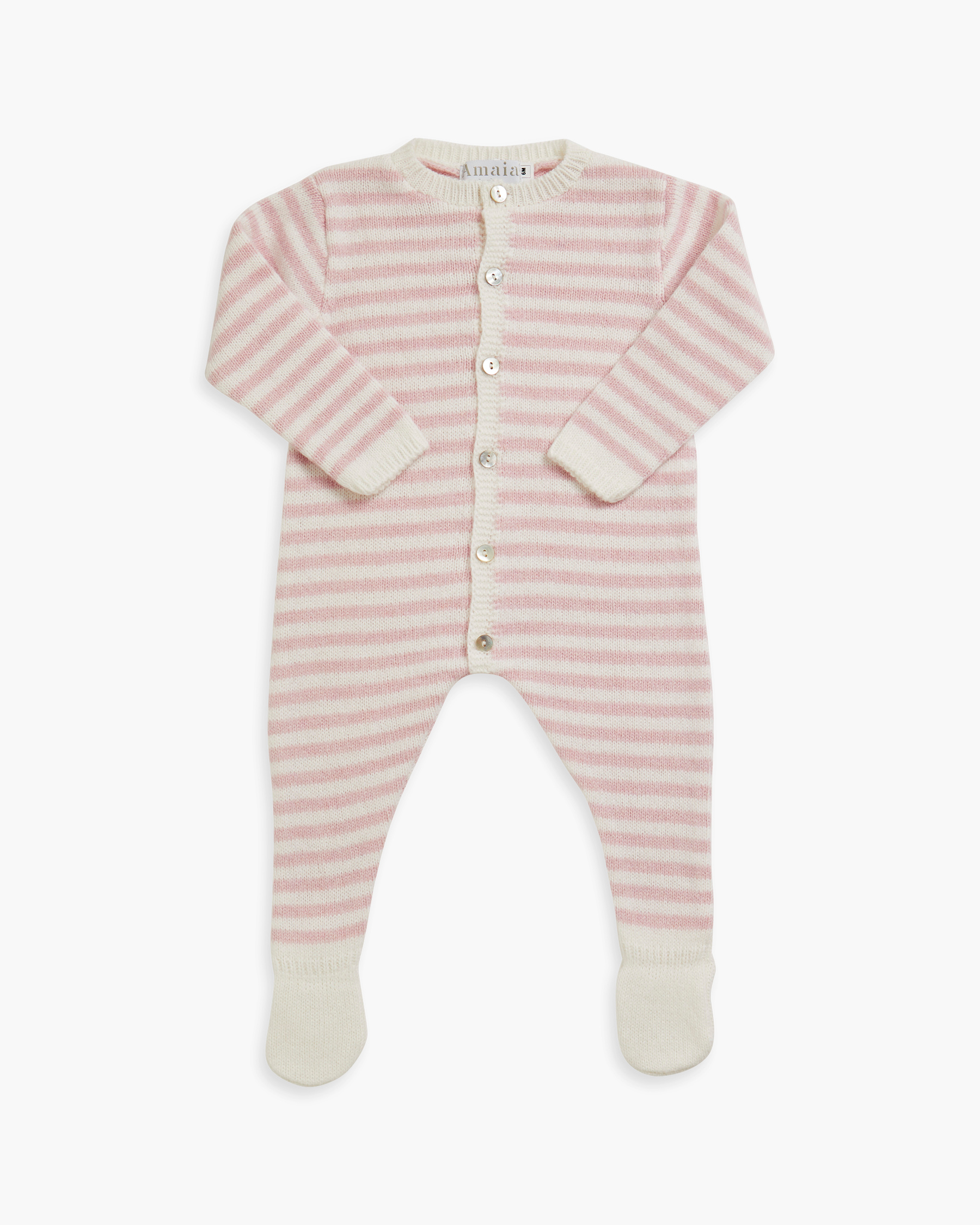 Knitted Romper Pink Stripe