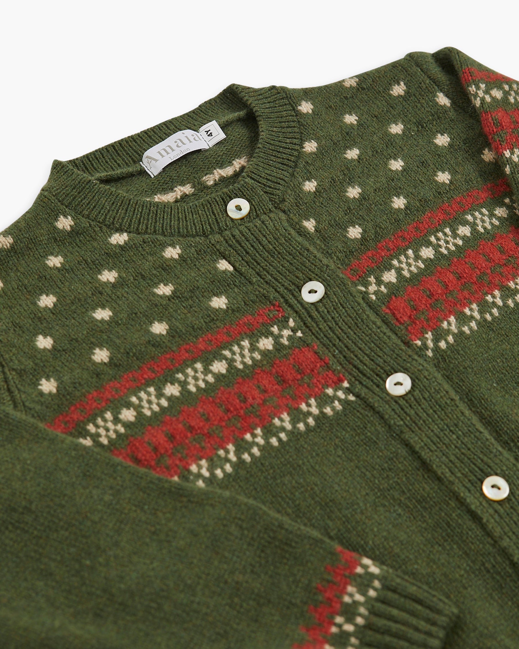 Marie Fairisle Cardigan Forest Green