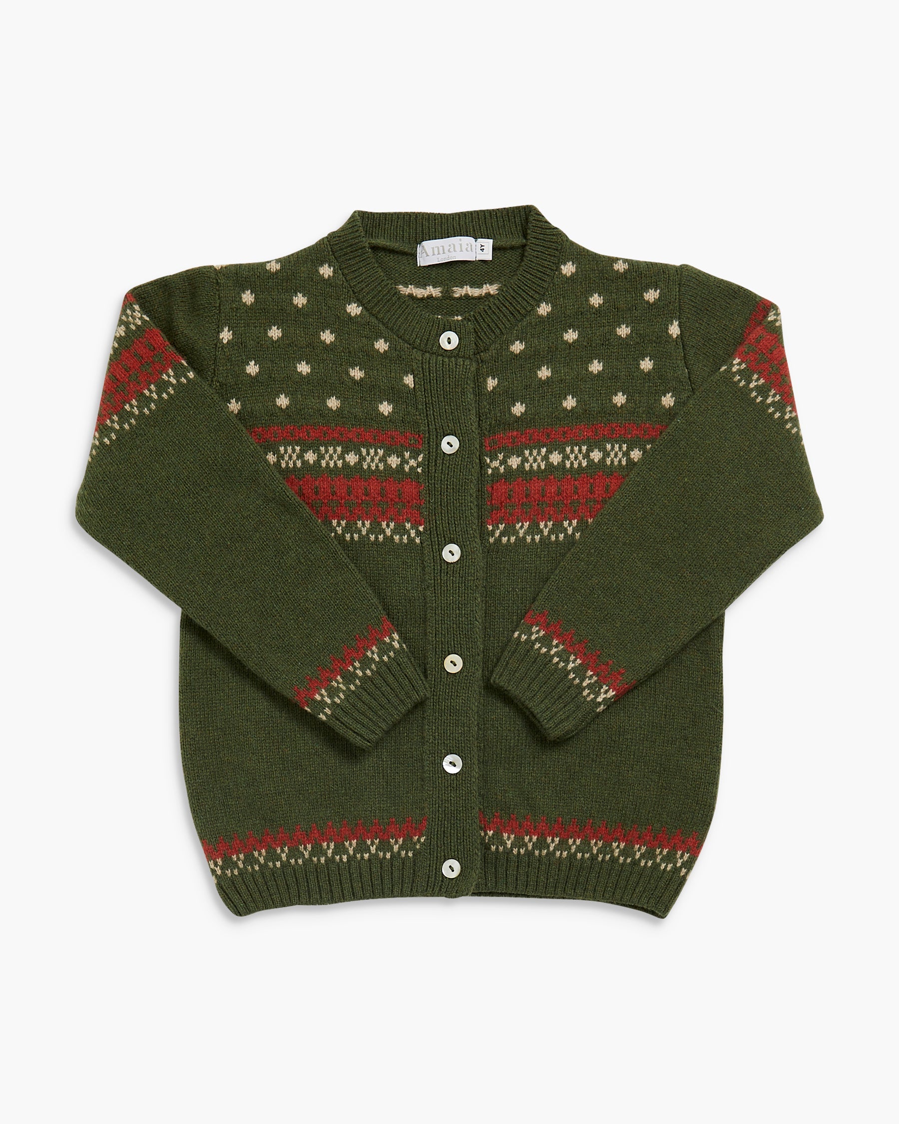 Marie Fairisle Cardigan Forest Green