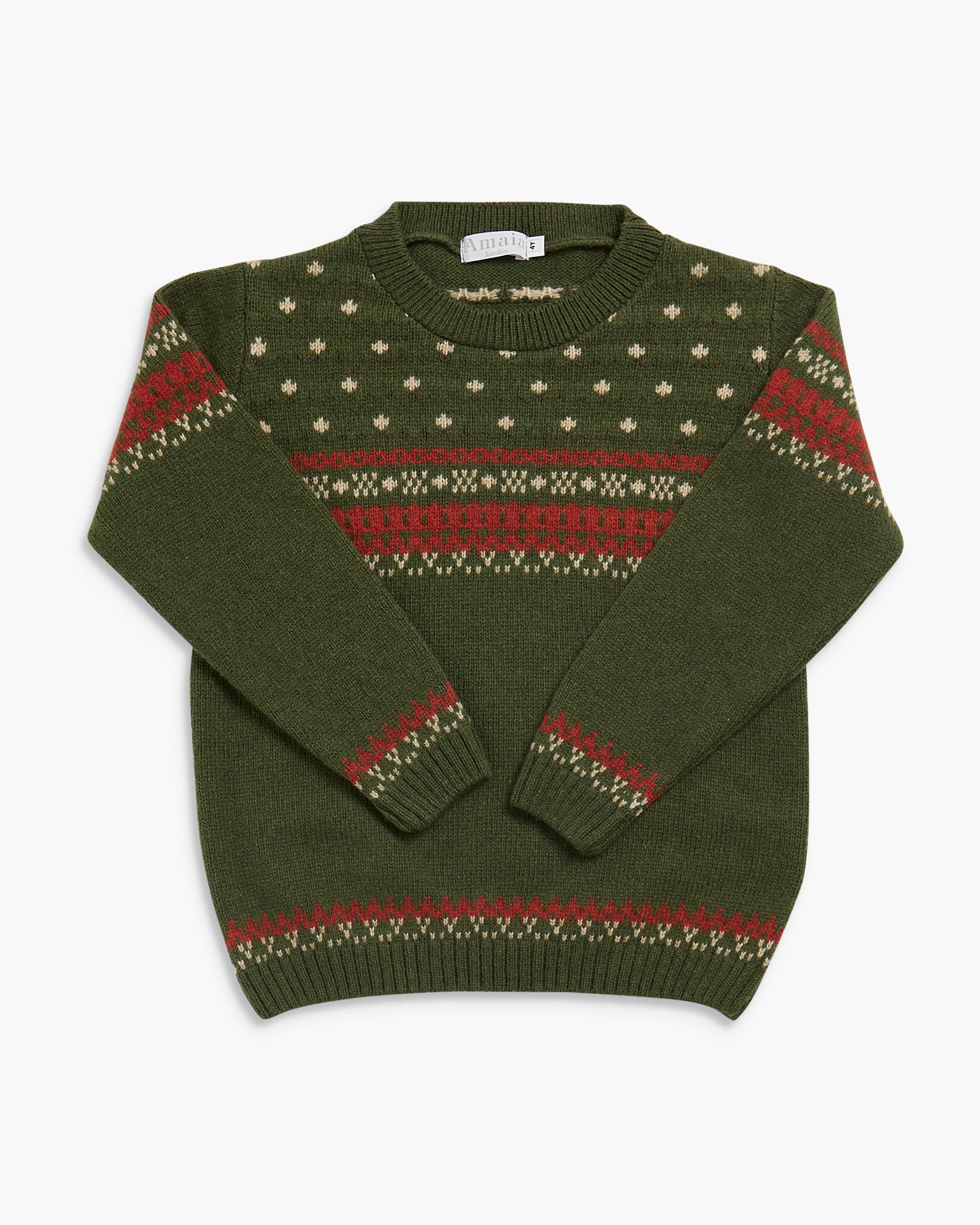 Mario Fairisle Jumper Forest Green