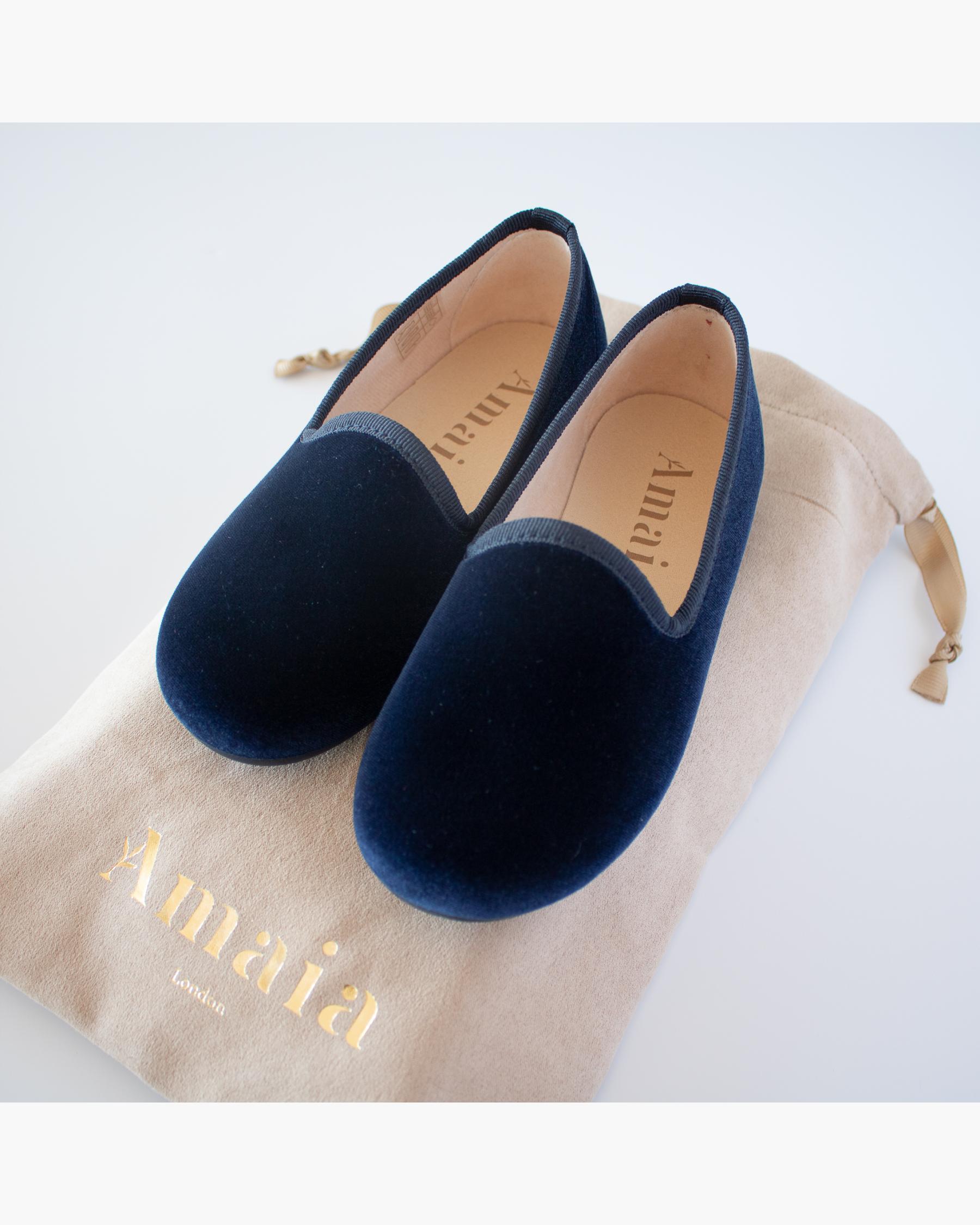 Velvet Slippers Shoes Navy