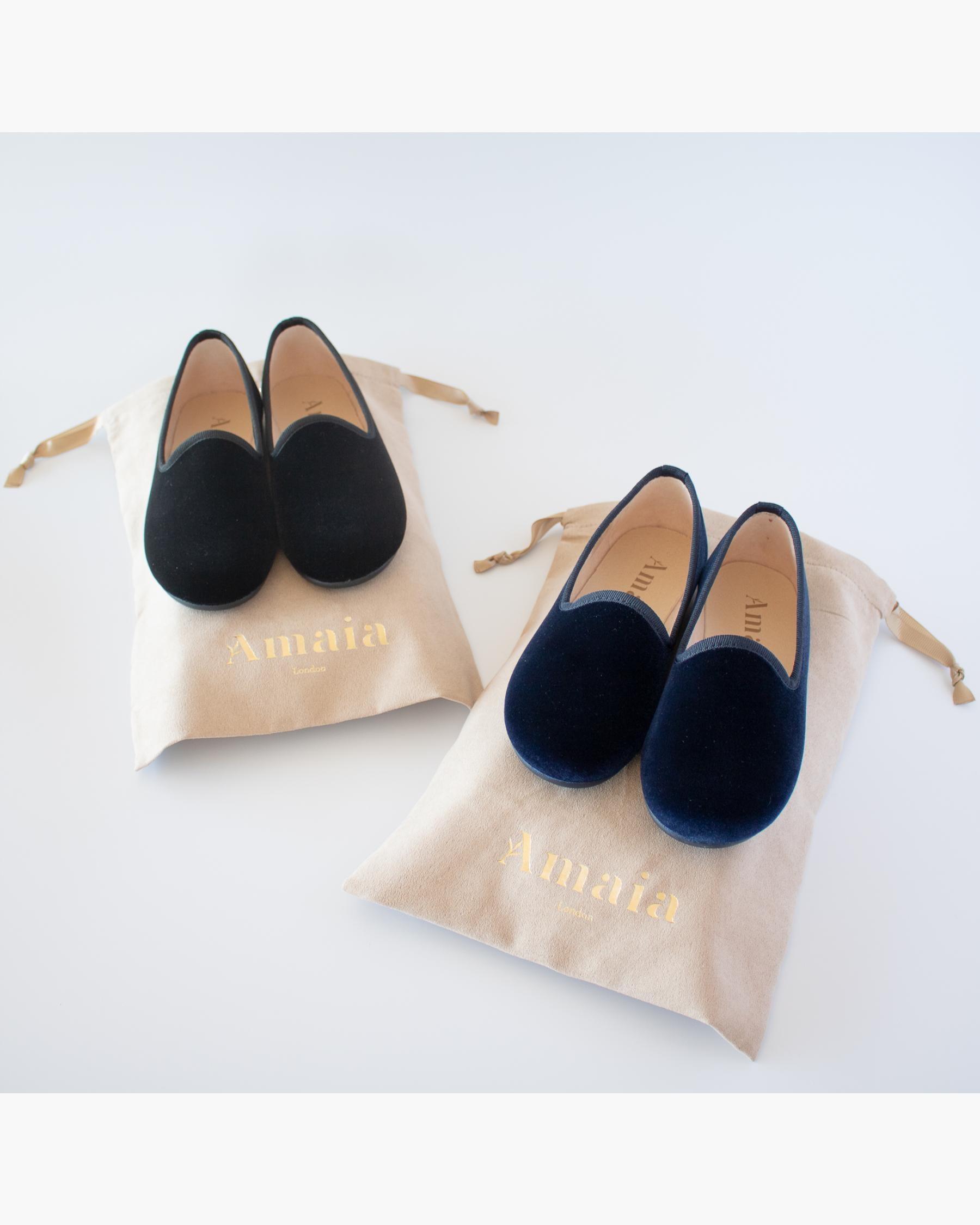 Velvet Slippers Shoes Navy