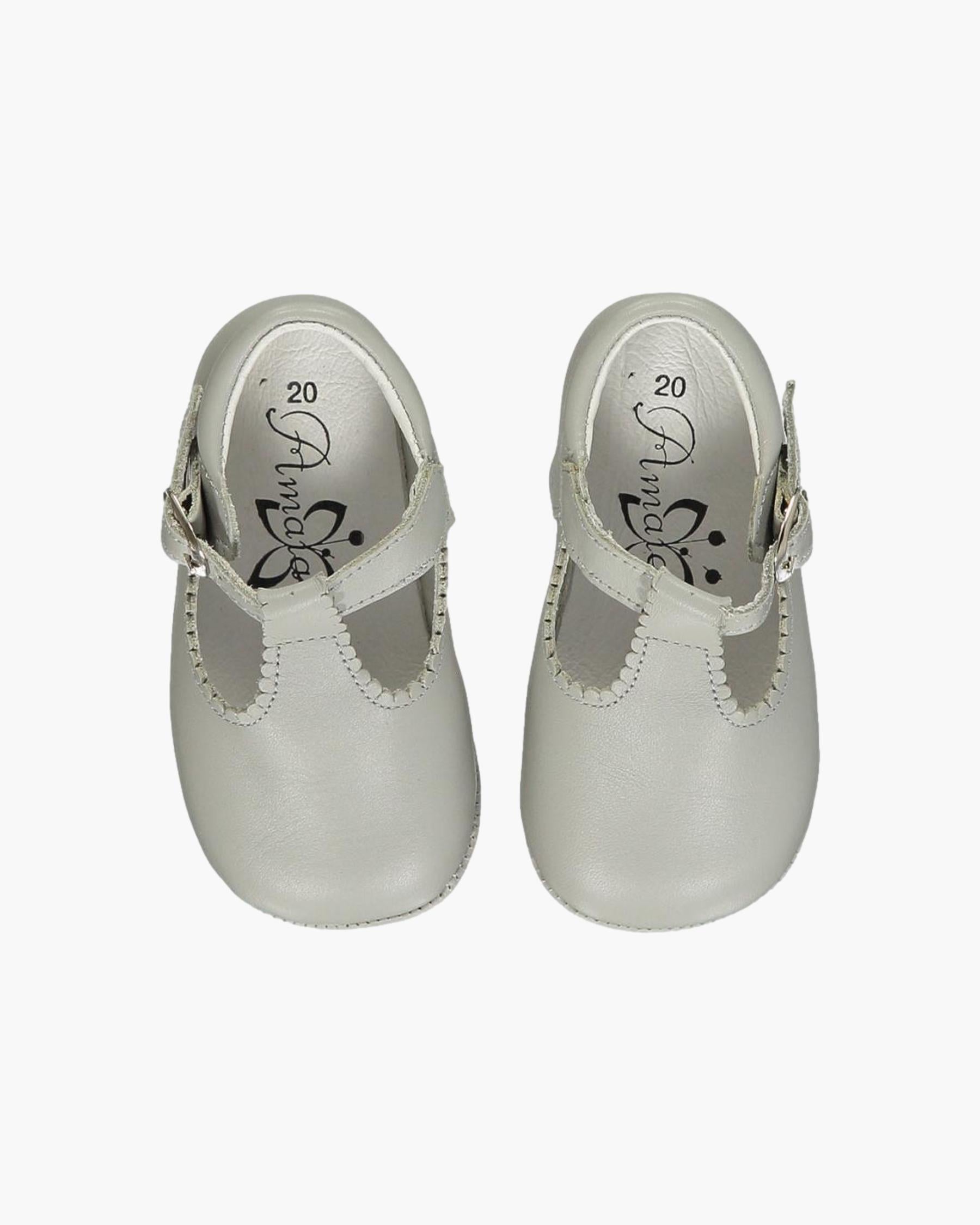 Baby Boy Pram T-Bar Shoes Grey