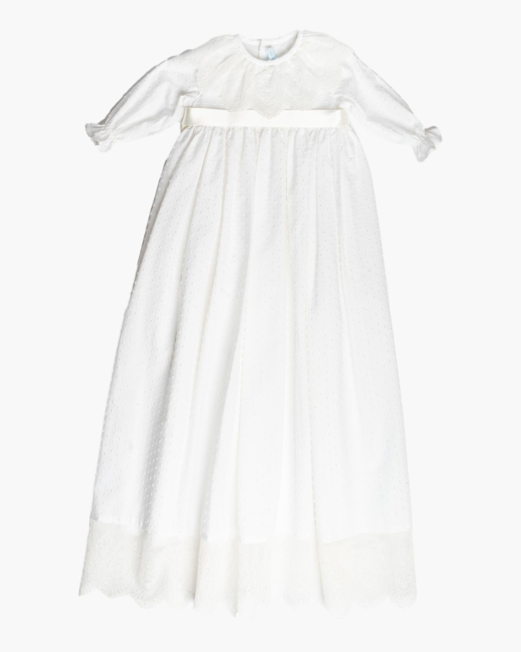 Traditional Christening Gown With Lace Collar