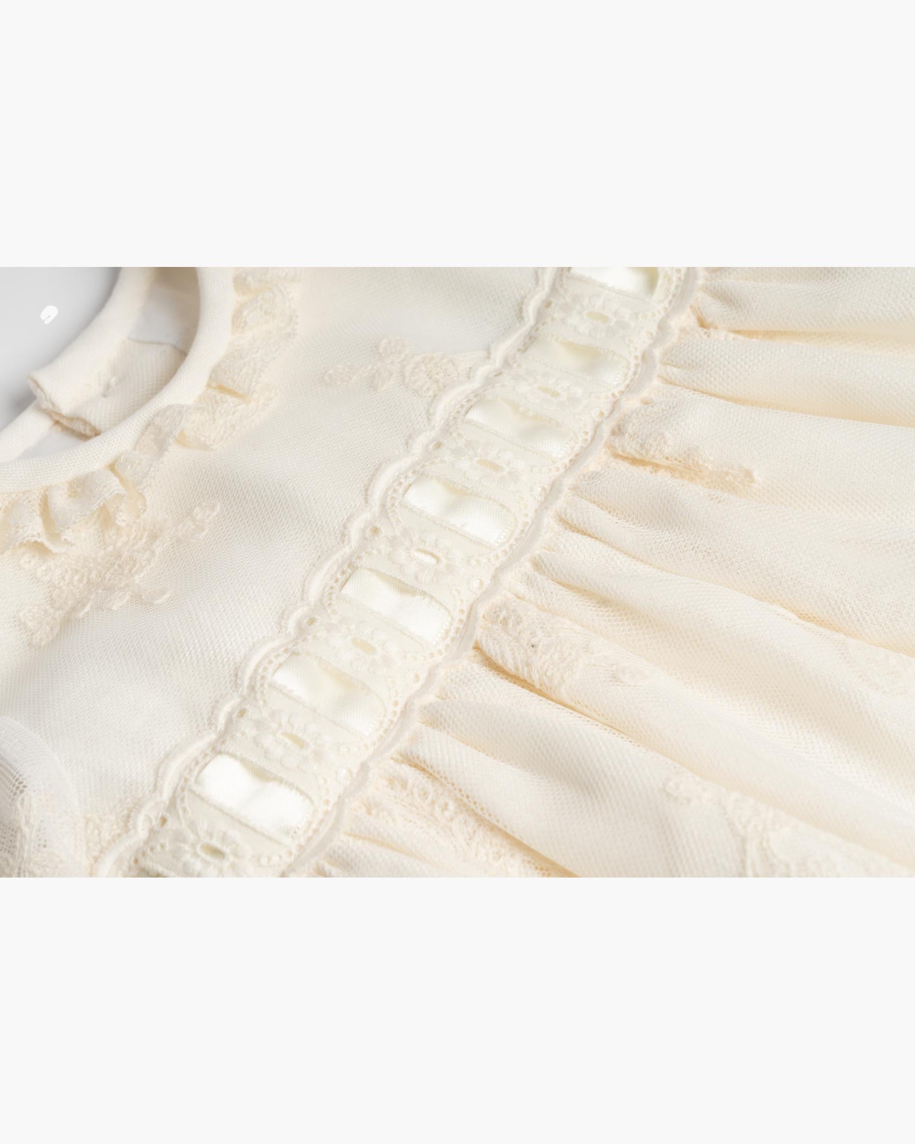 Traditional Cream Embroidered Christening Gown