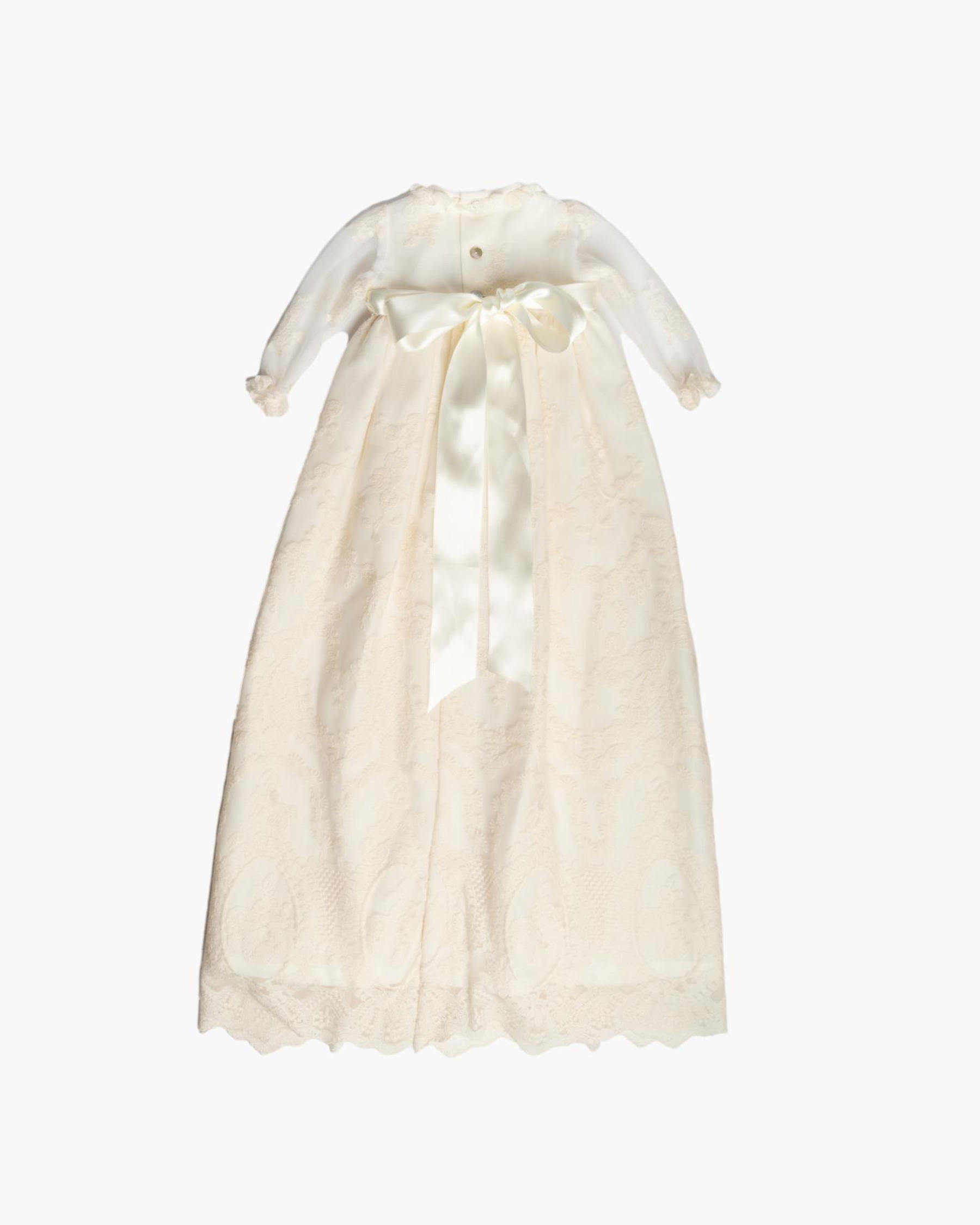 Traditional Cream Embroidered Christening Gown