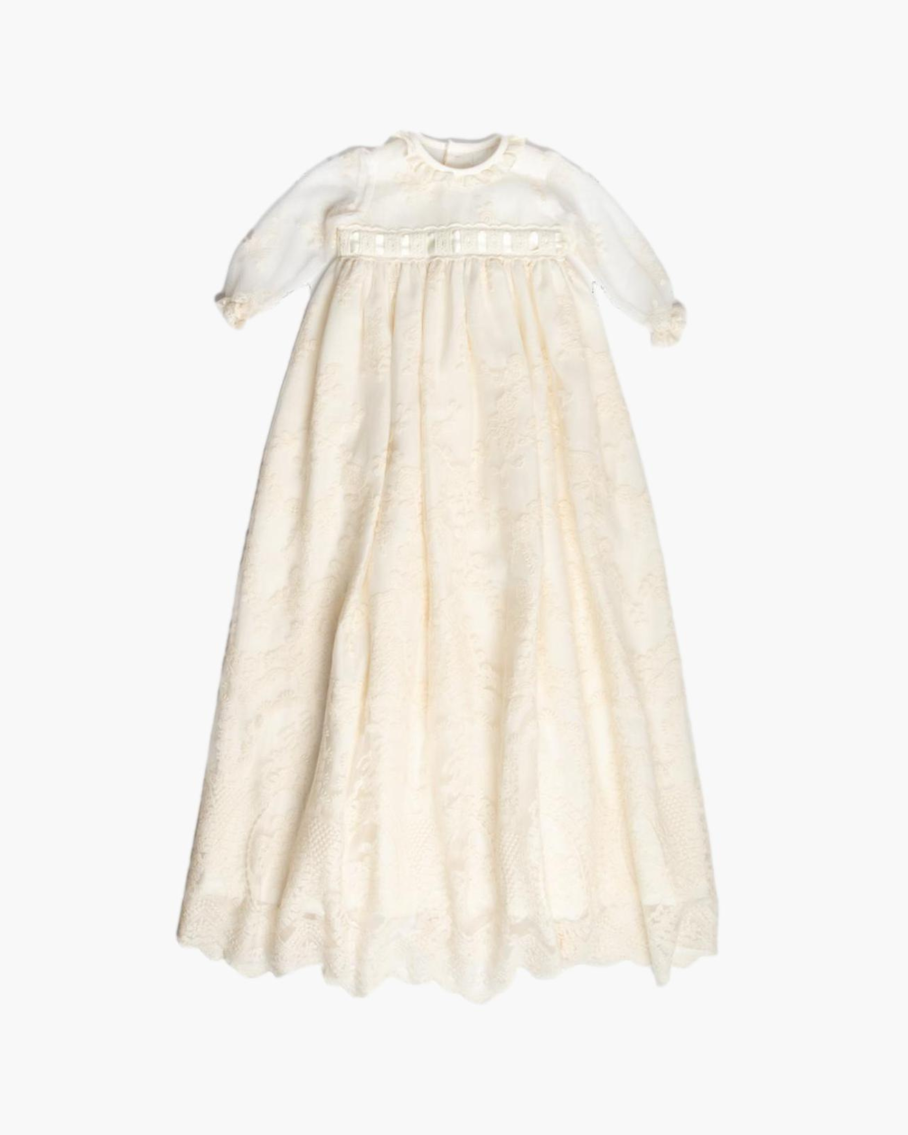 Traditional Cream Embroidered Christening Gown