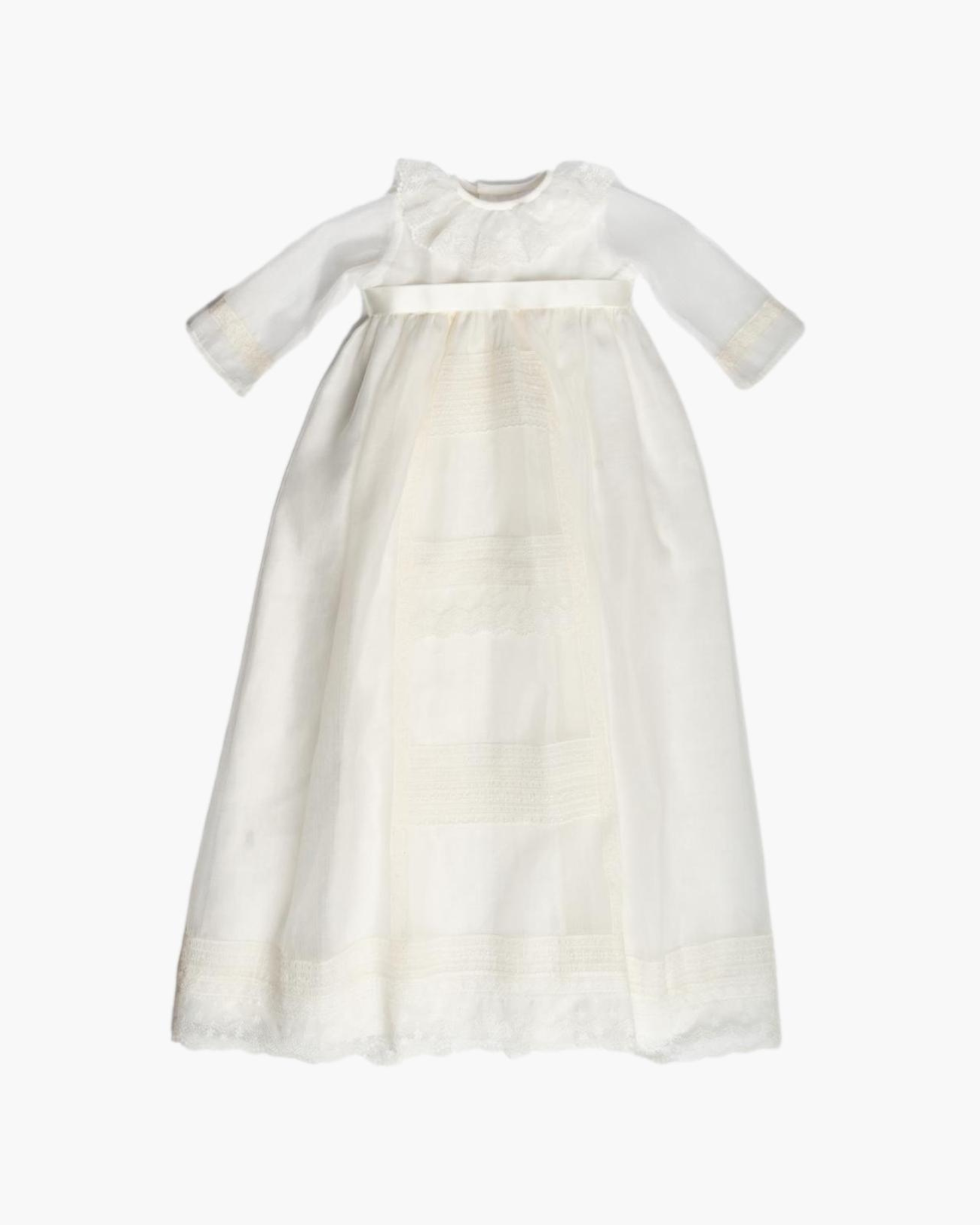 Traditional Organza Christening Gown With Lace