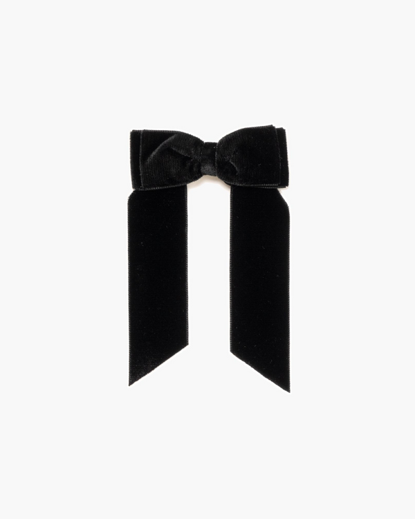 Large Velvet Long Tail Bow Black