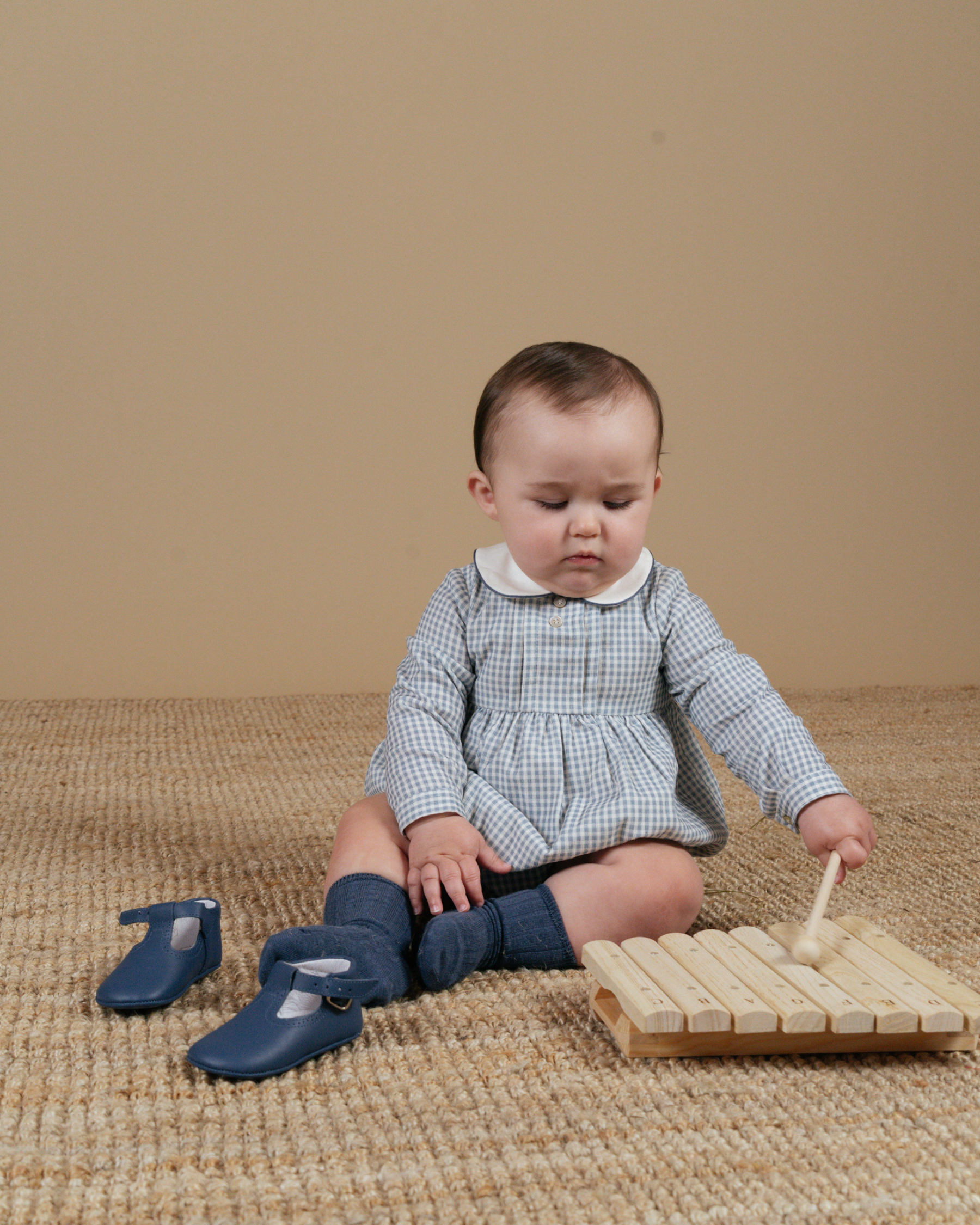 Alex Romper Vichy Print Babycord