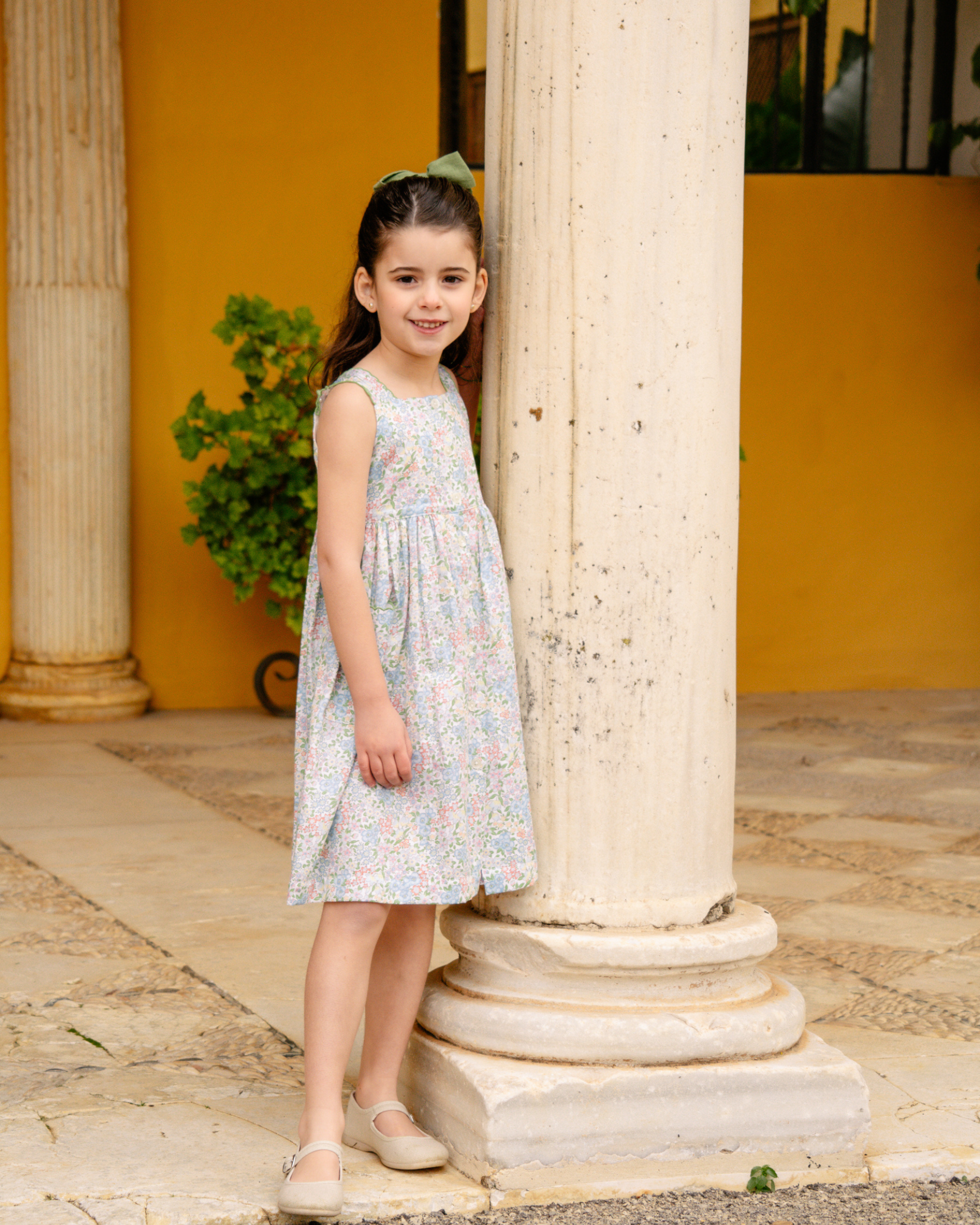 Stripy Dress Mint Blue Floral