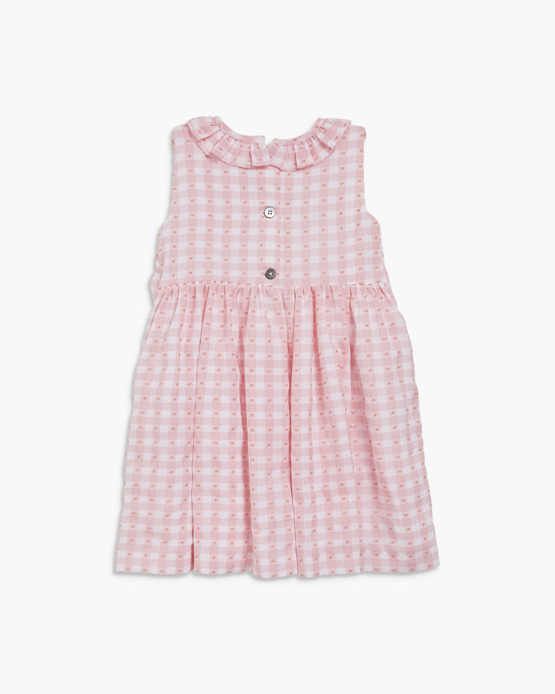 Pink checkered dress on a white background