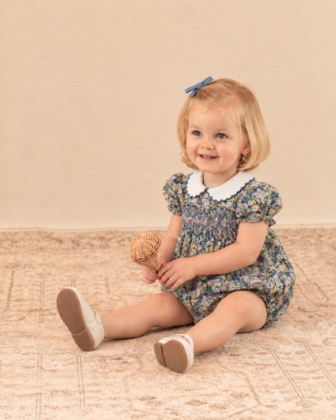 Cherry Romper Blue Green Liberty
