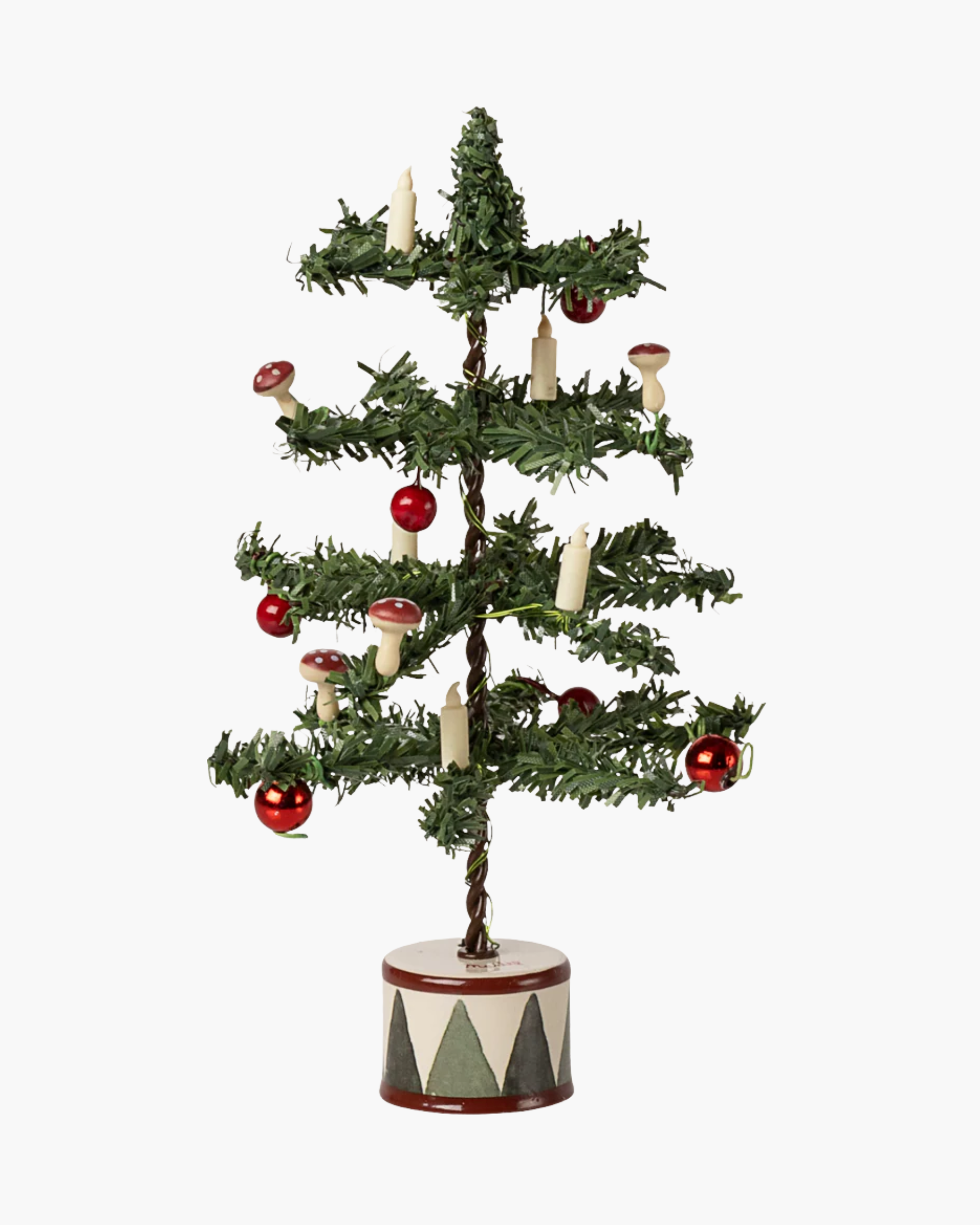Decorative Christmas tree with ornaments on a white background
