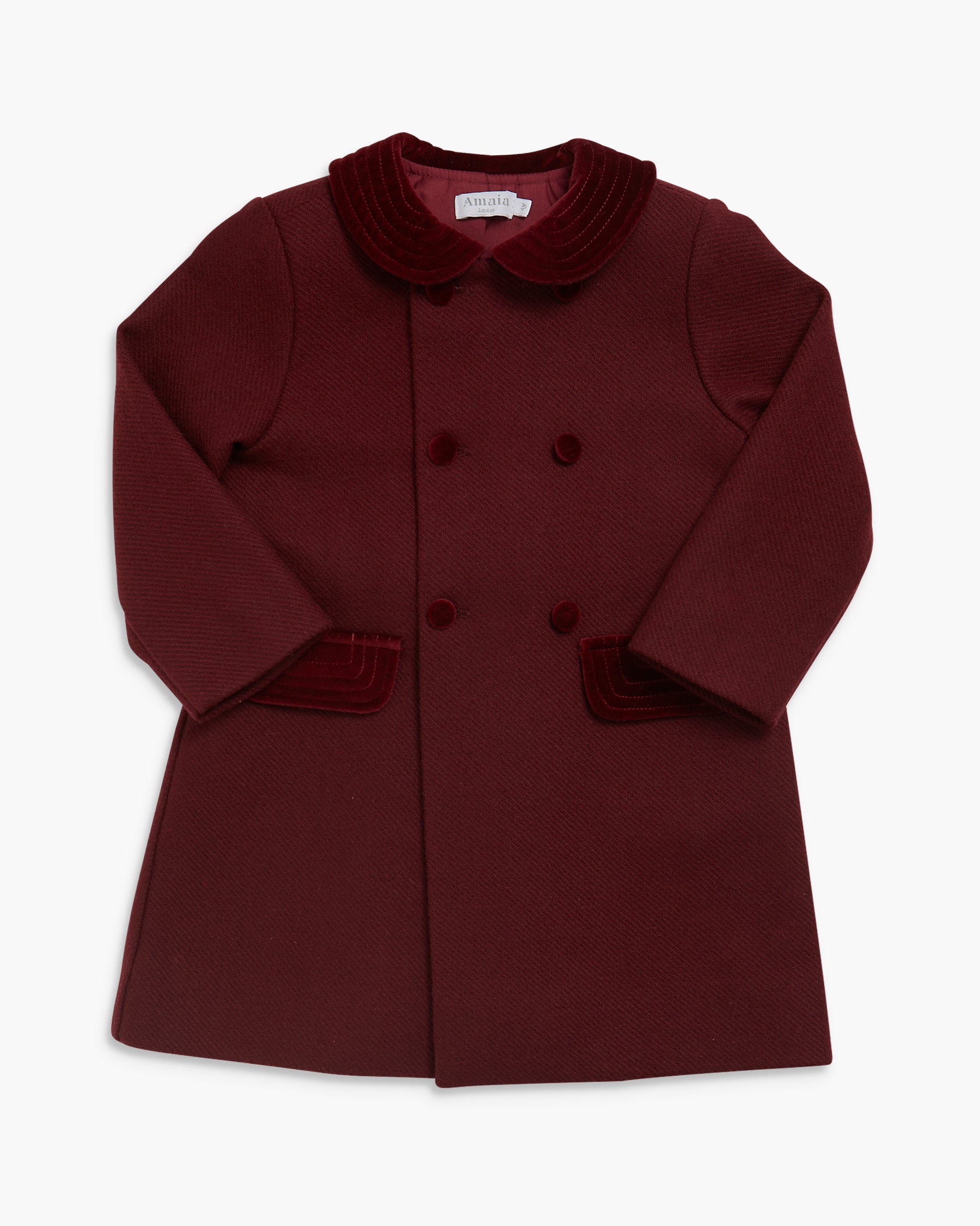 Girls' burgundy tweed coat