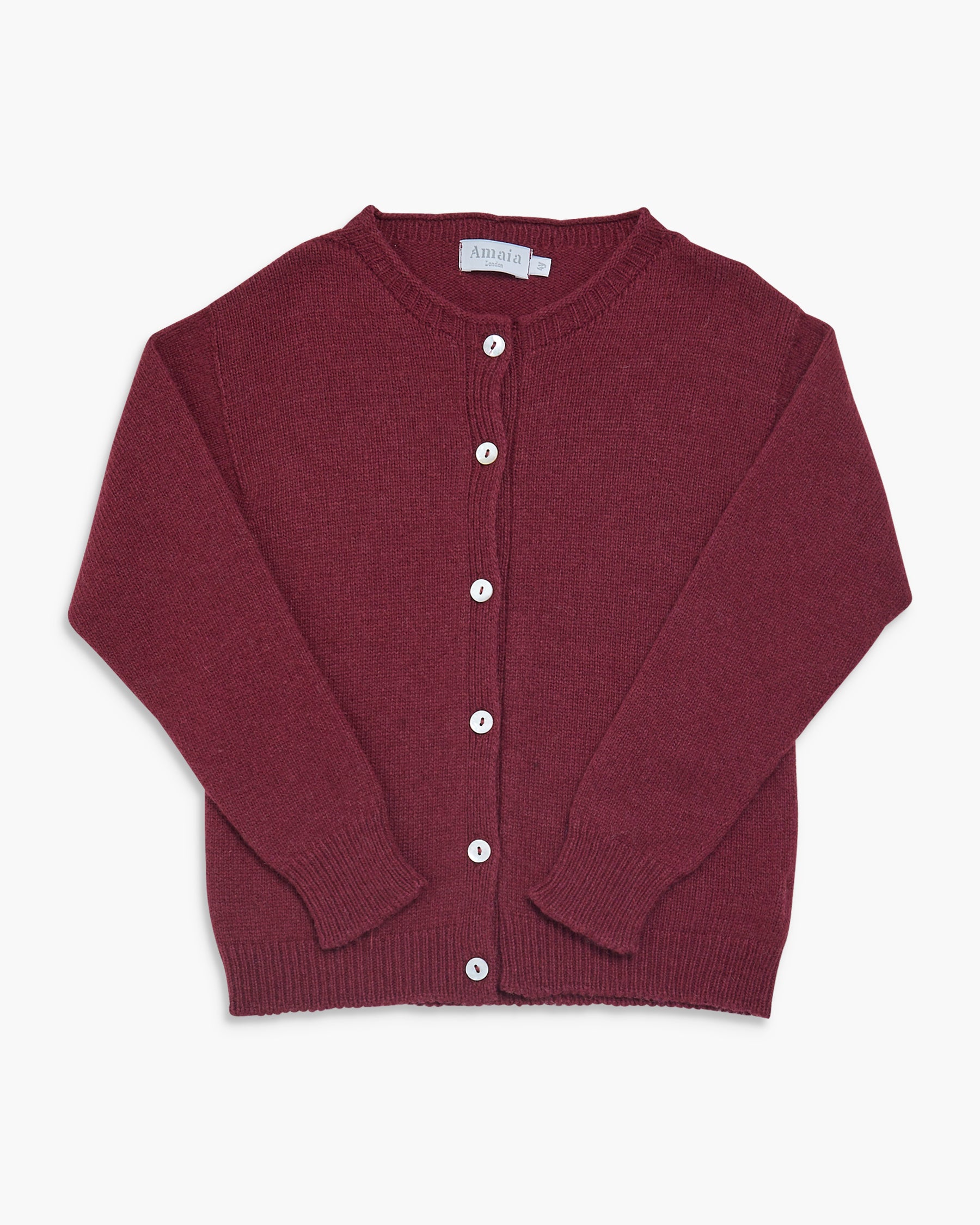 Maroon knit cardigan  for girl with white button