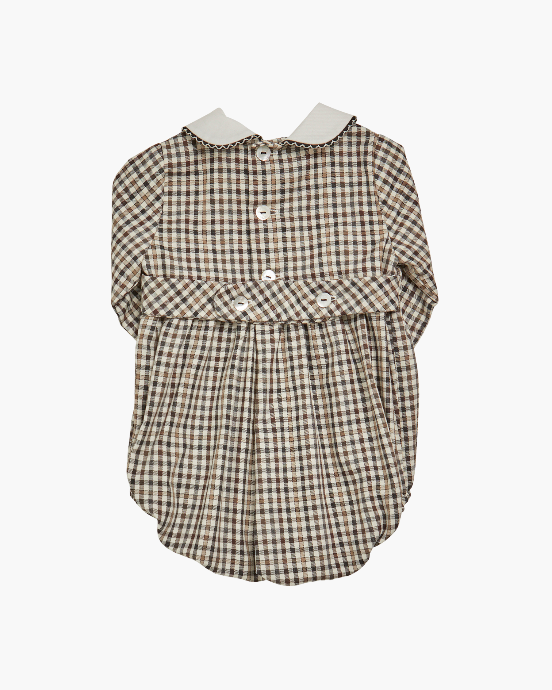 Felicidad Romper Brown/Black Check Twill