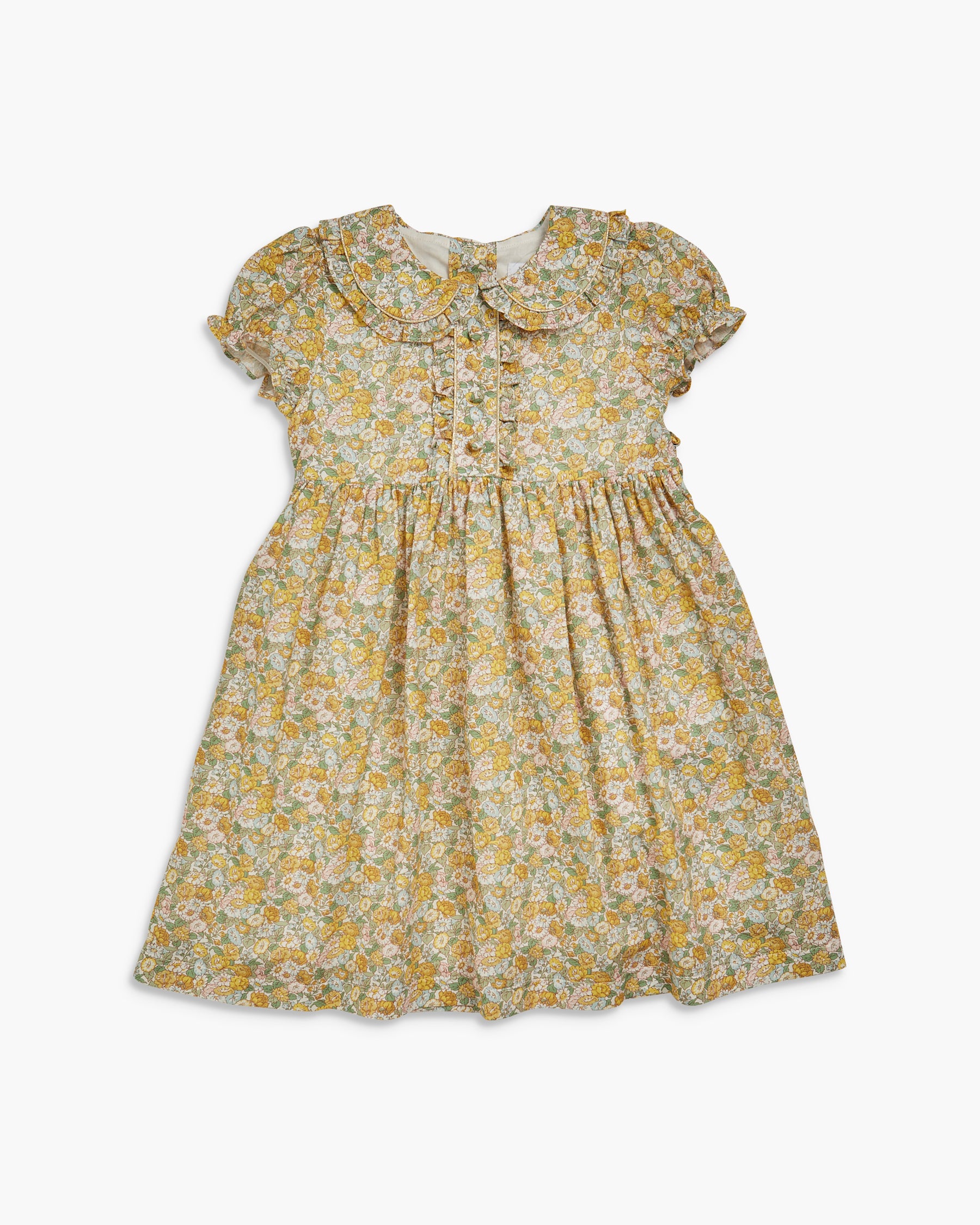 Yellow floral dress on a white background