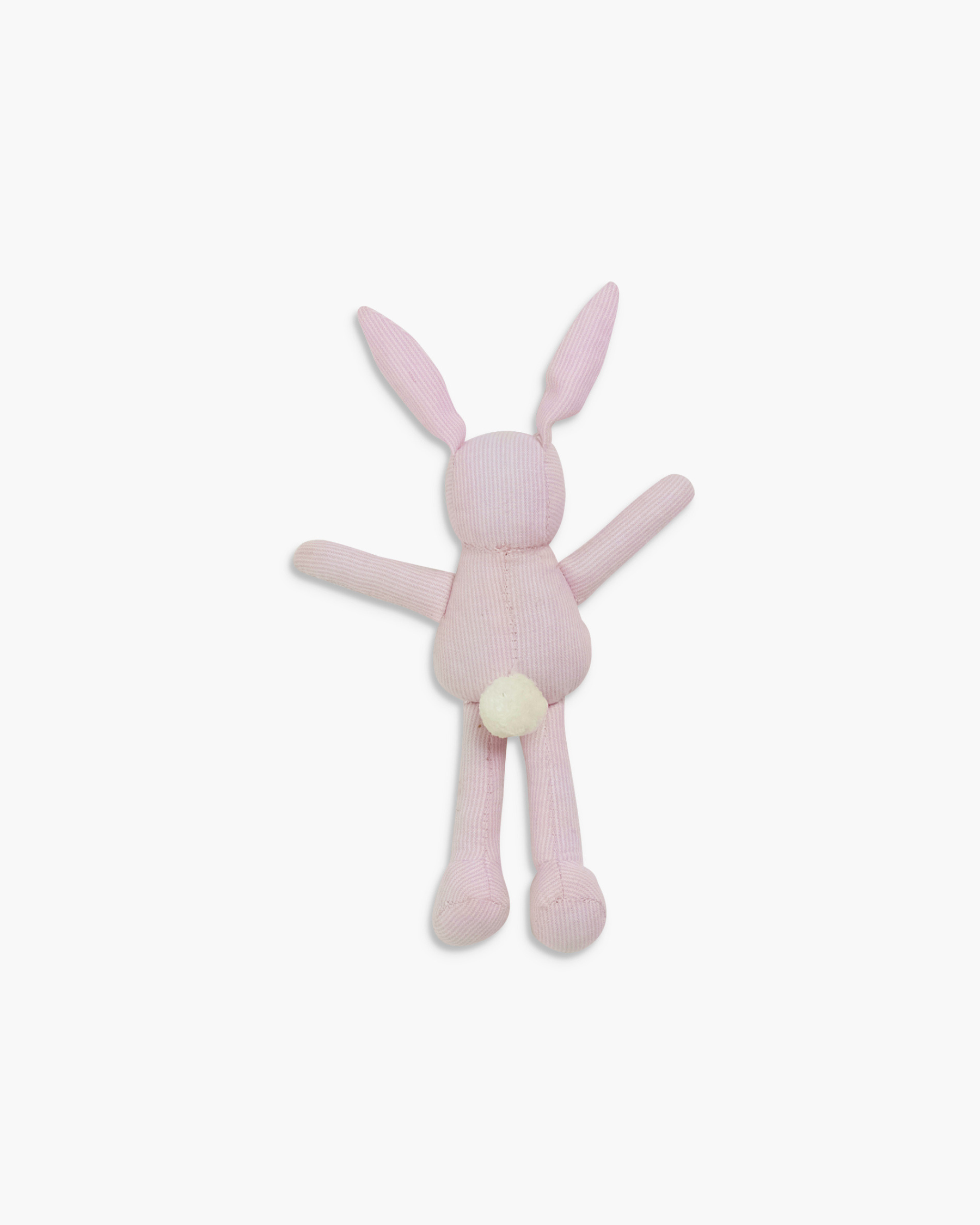 Pink bunny plush toy on a white background