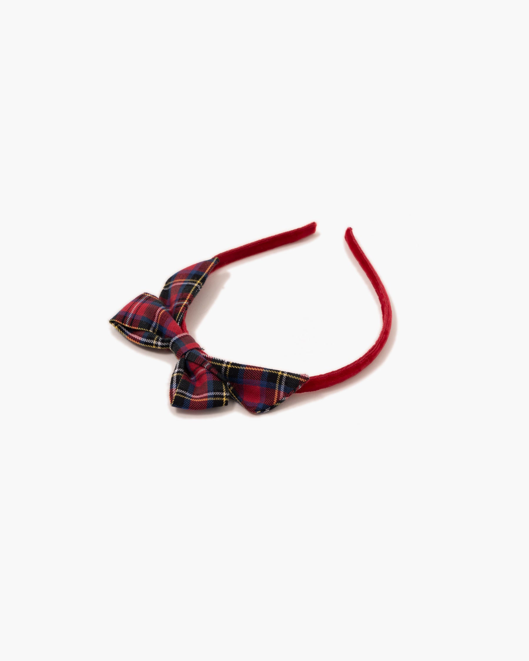 Velvet Headband With Tartan Bow