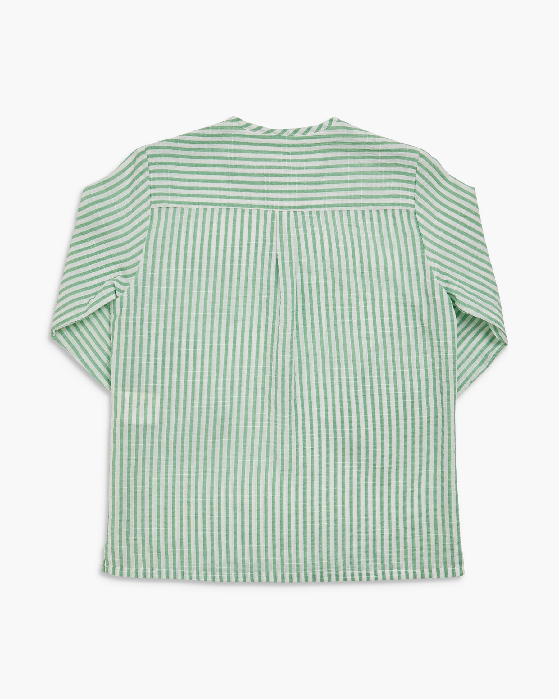 Green striped shirt on a white background