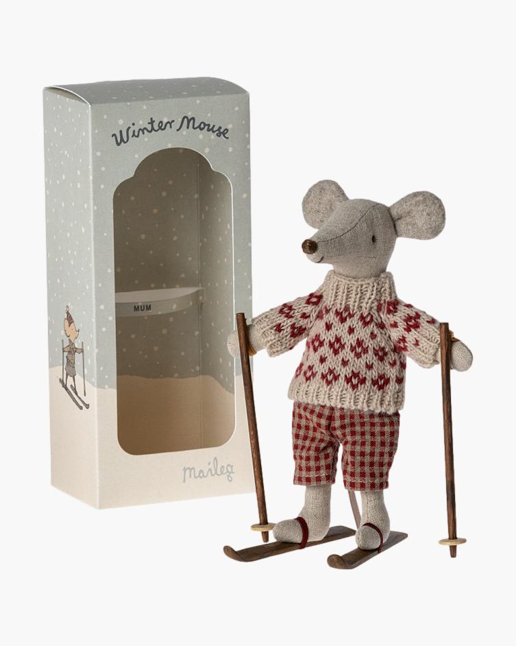 Winter Mouse With Ski Set Mum