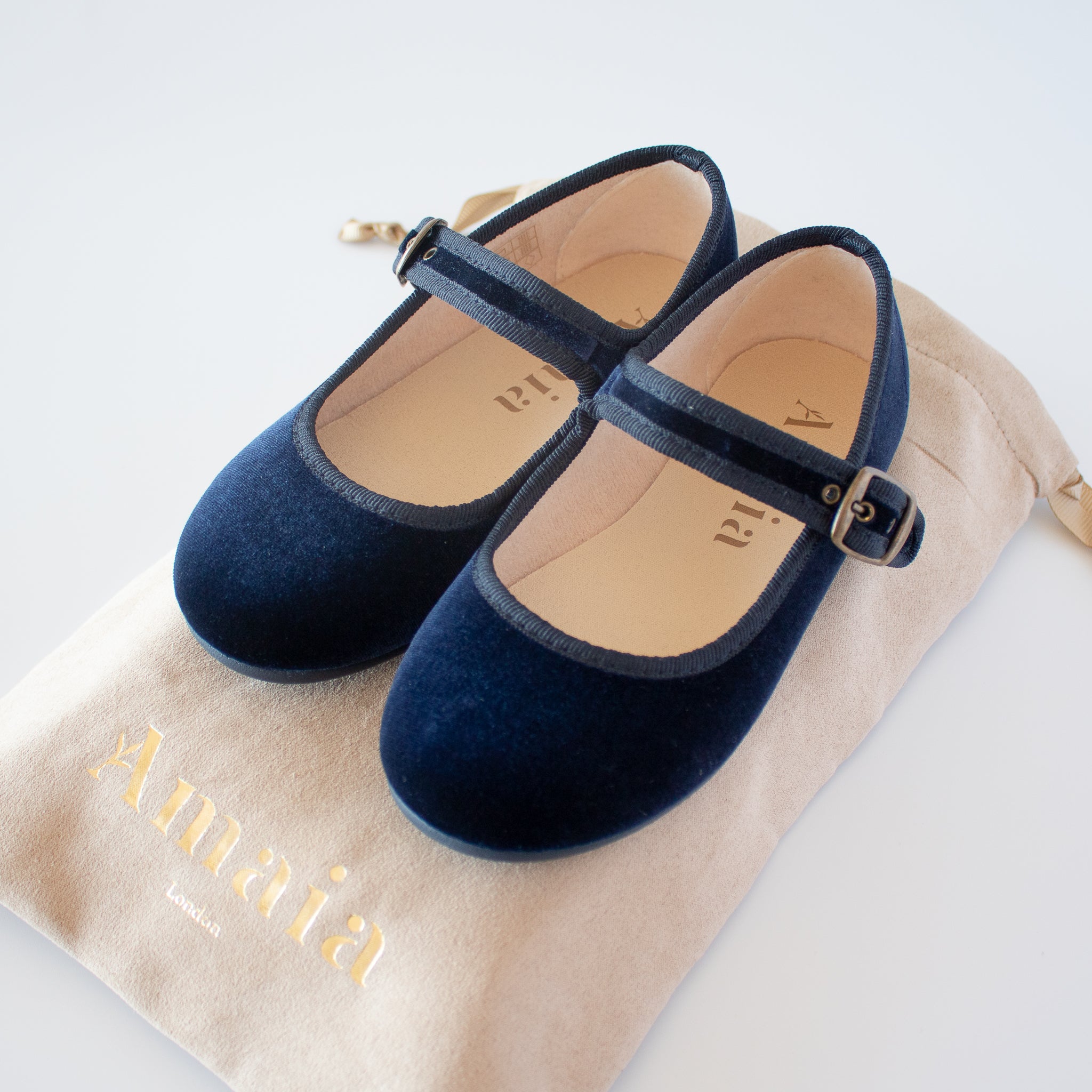 Girl Velvet Shoes Navy