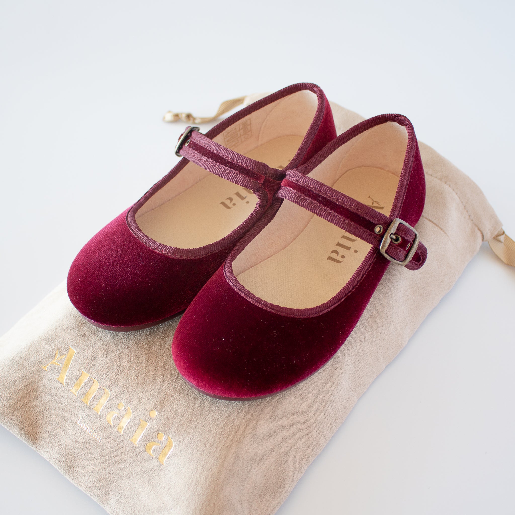 Girl Velvet Shoes Burgundy