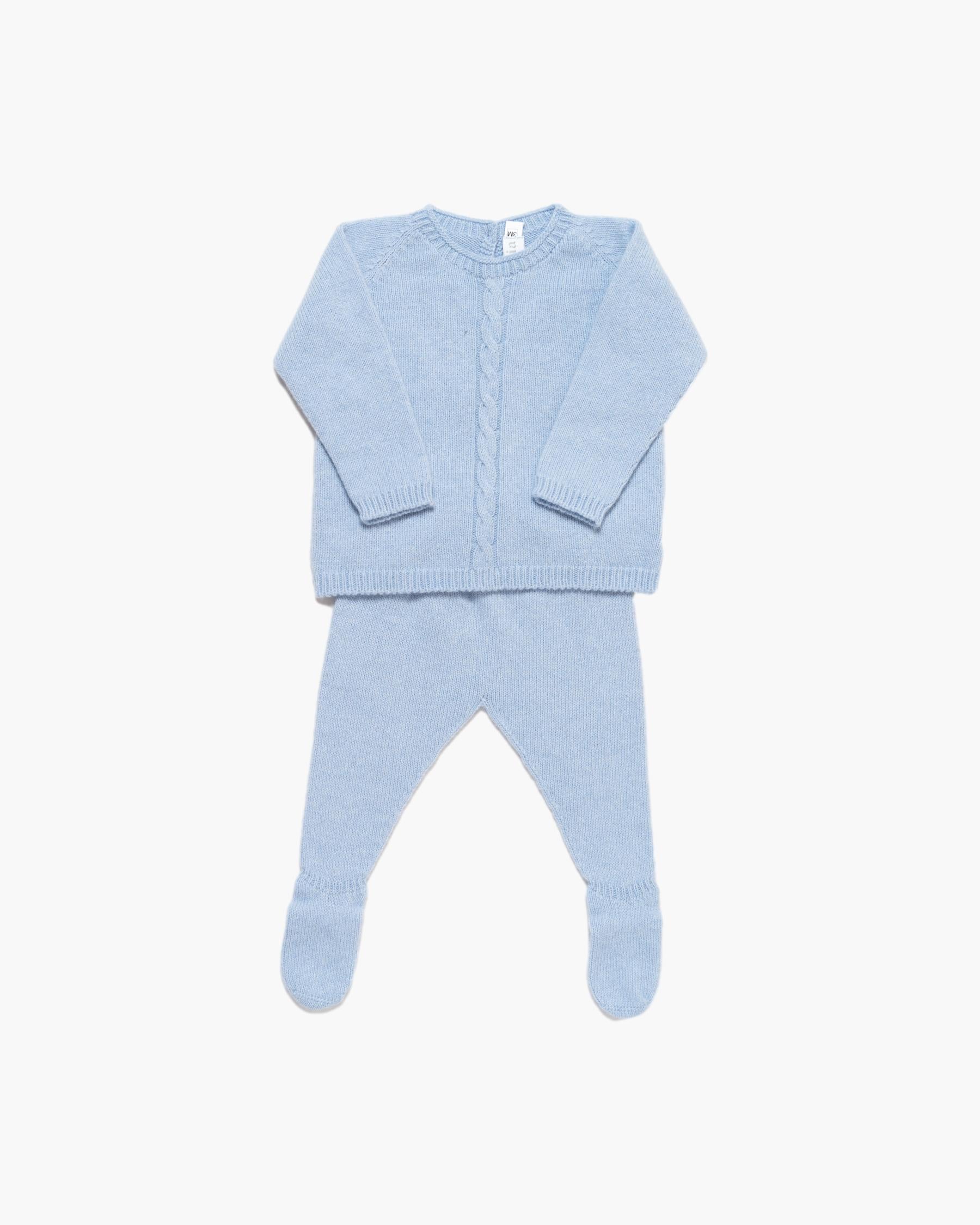 Boe Cable-Knit Baby Set Blue