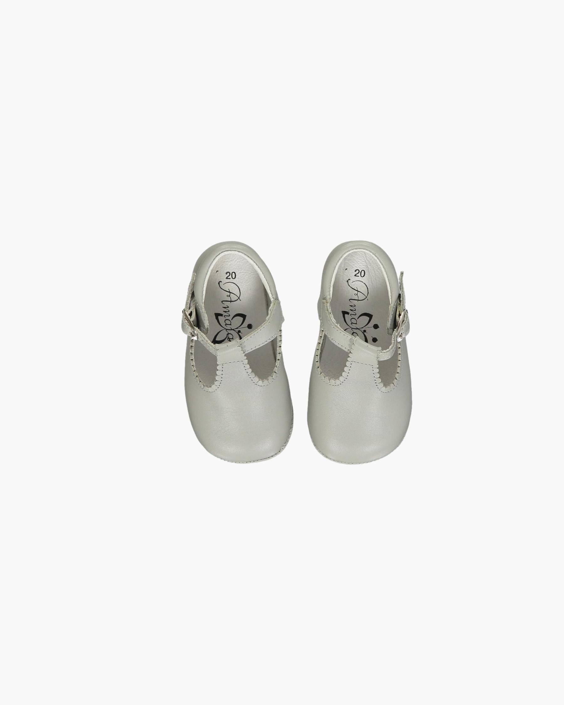 Baby Boy Pram T-Bar Shoes Grey