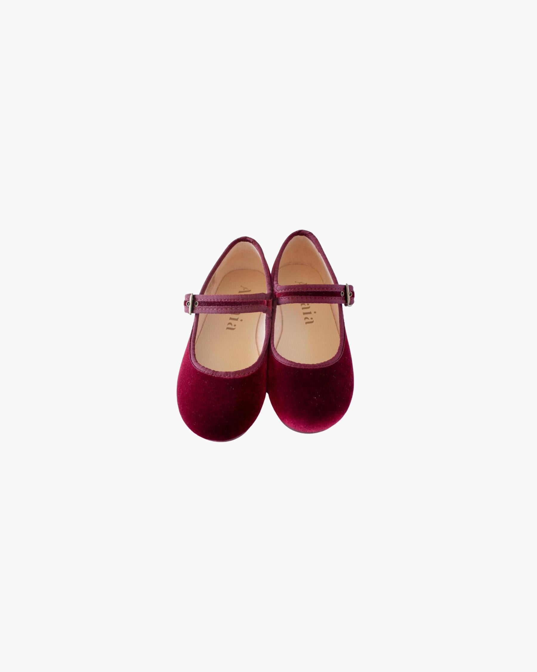 Girl Velvet Shoes Burgundy