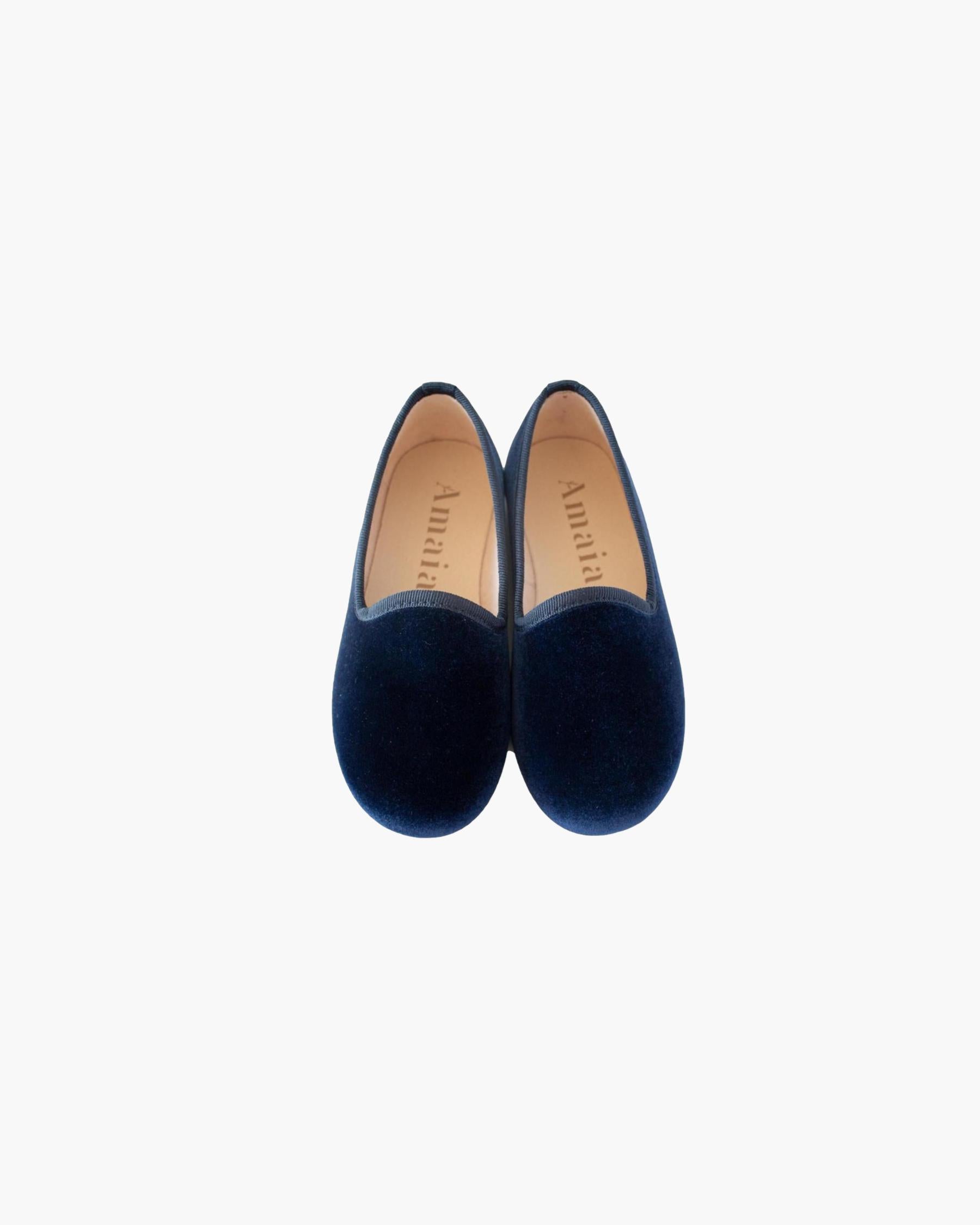 Baby Navy Velvet Slippers Luxury Navy Velvet Slippers-Shoes For